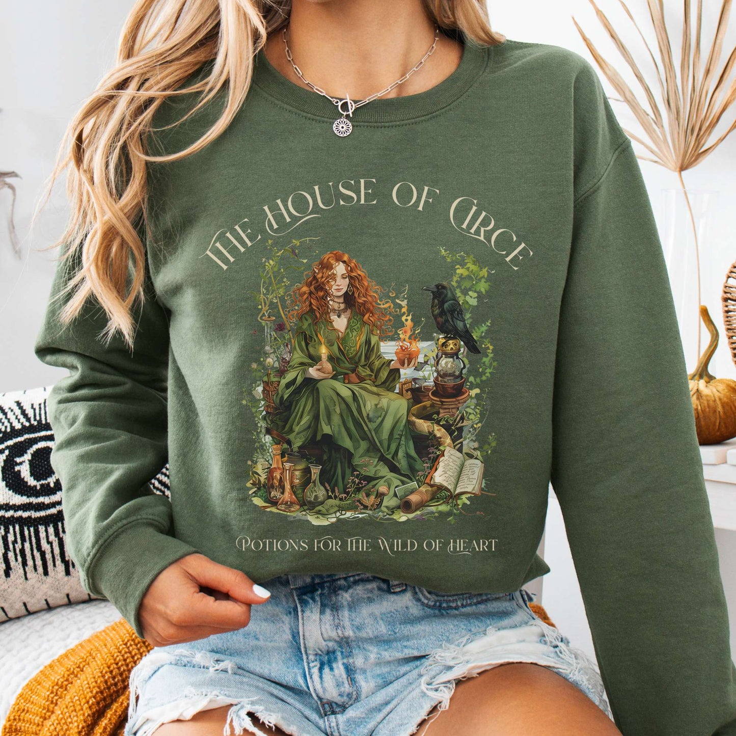 Sweatshirt S / Military Green The House of Circe Sweatshirt β Potions & Magic Tee The Mystic Eden