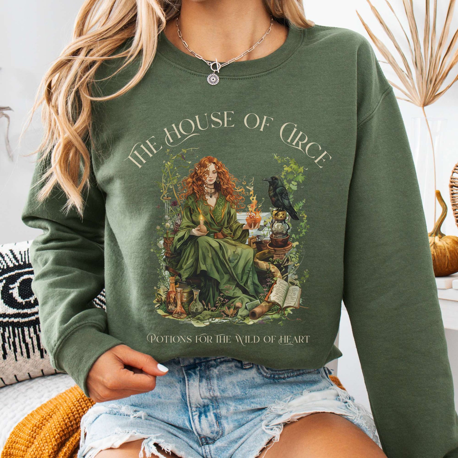 Sweatshirt S / Military Green The House of Circe Sweatshirt β Potions & Magic Tee The Mystic Eden