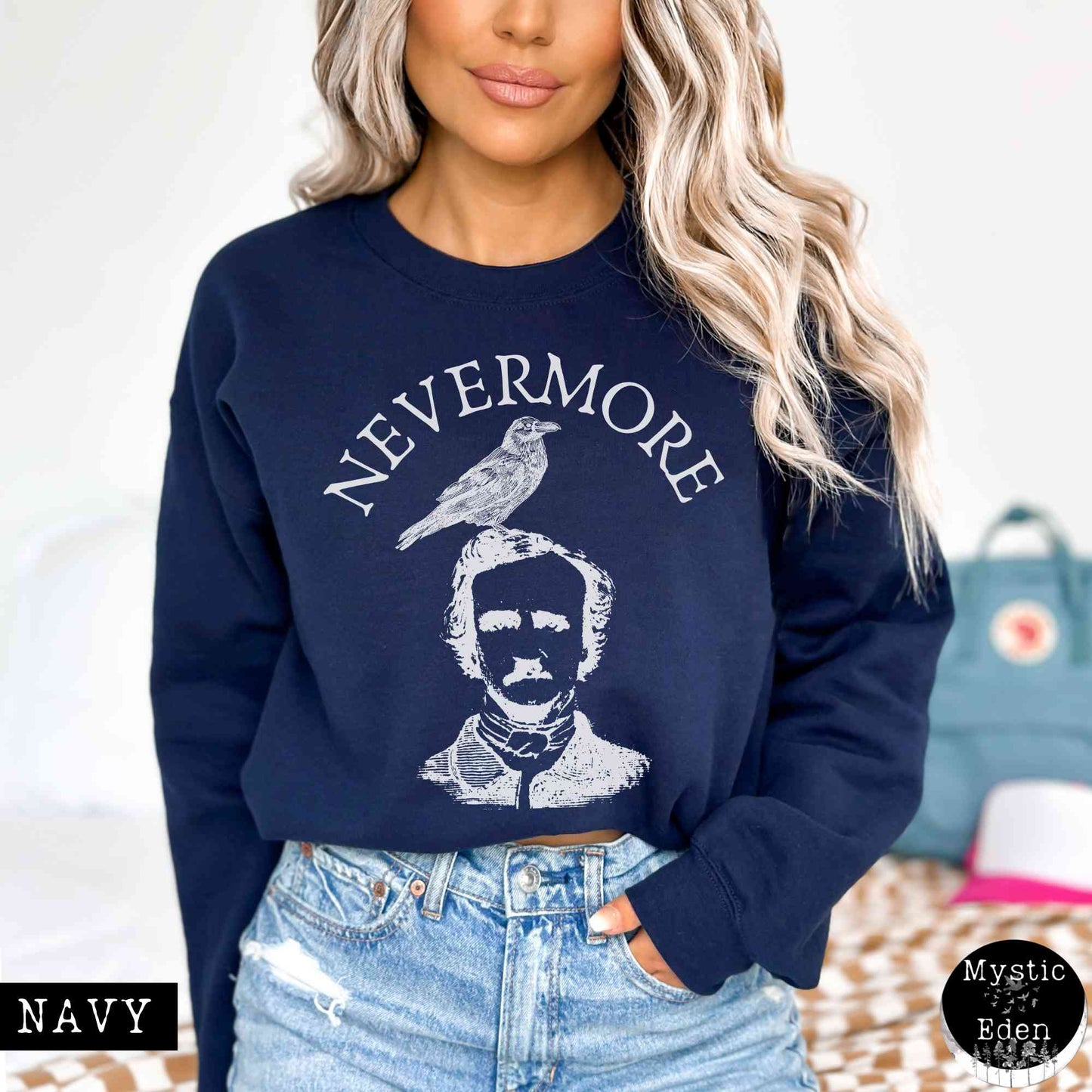 Sweatshirt S / Navy Edgar Allan Poe Nevermore Sweatshirt The Mystic Eden