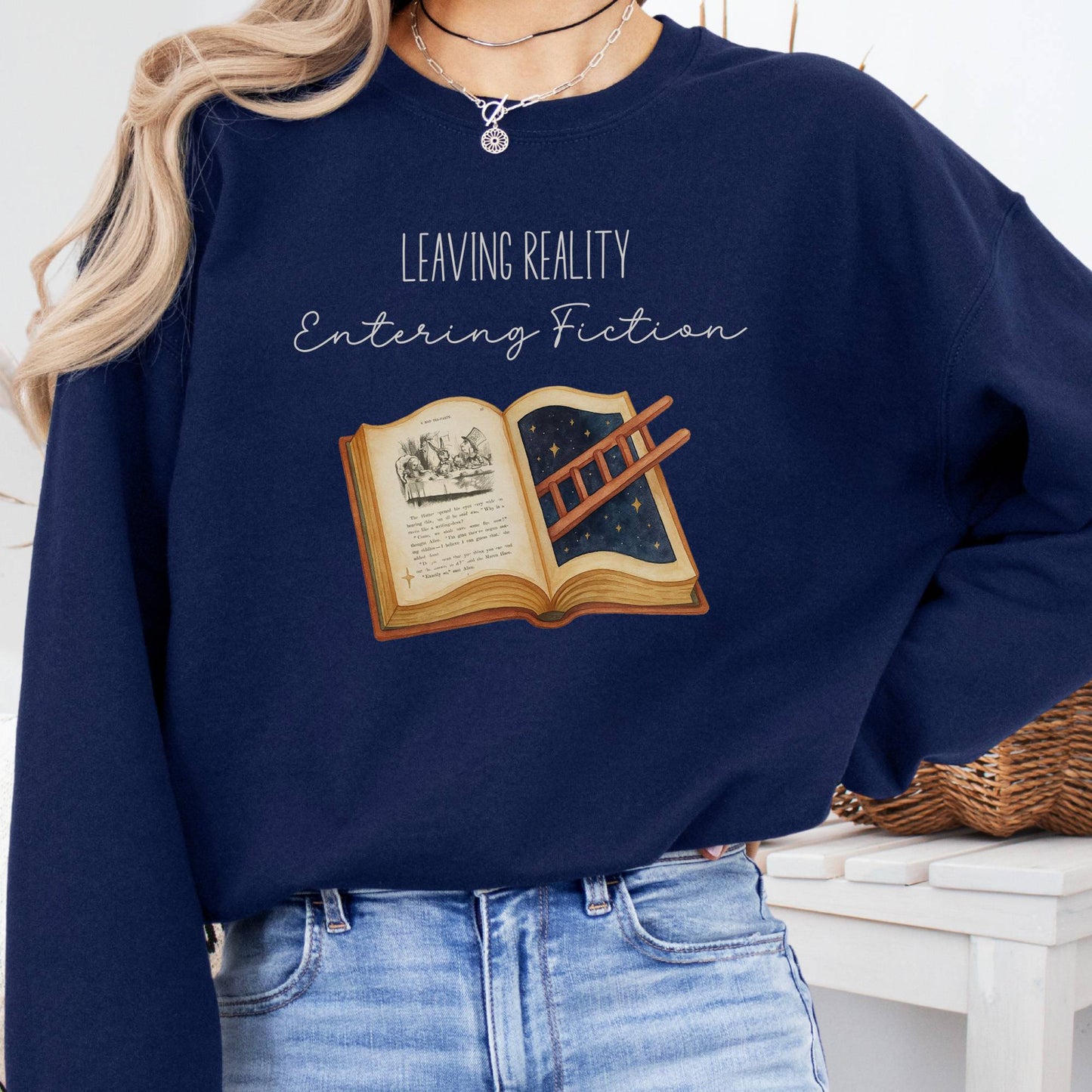 Sweatshirt S / Navy Entering Fiction Sweatshirt β Literary Escape Tee The Mystic Eden