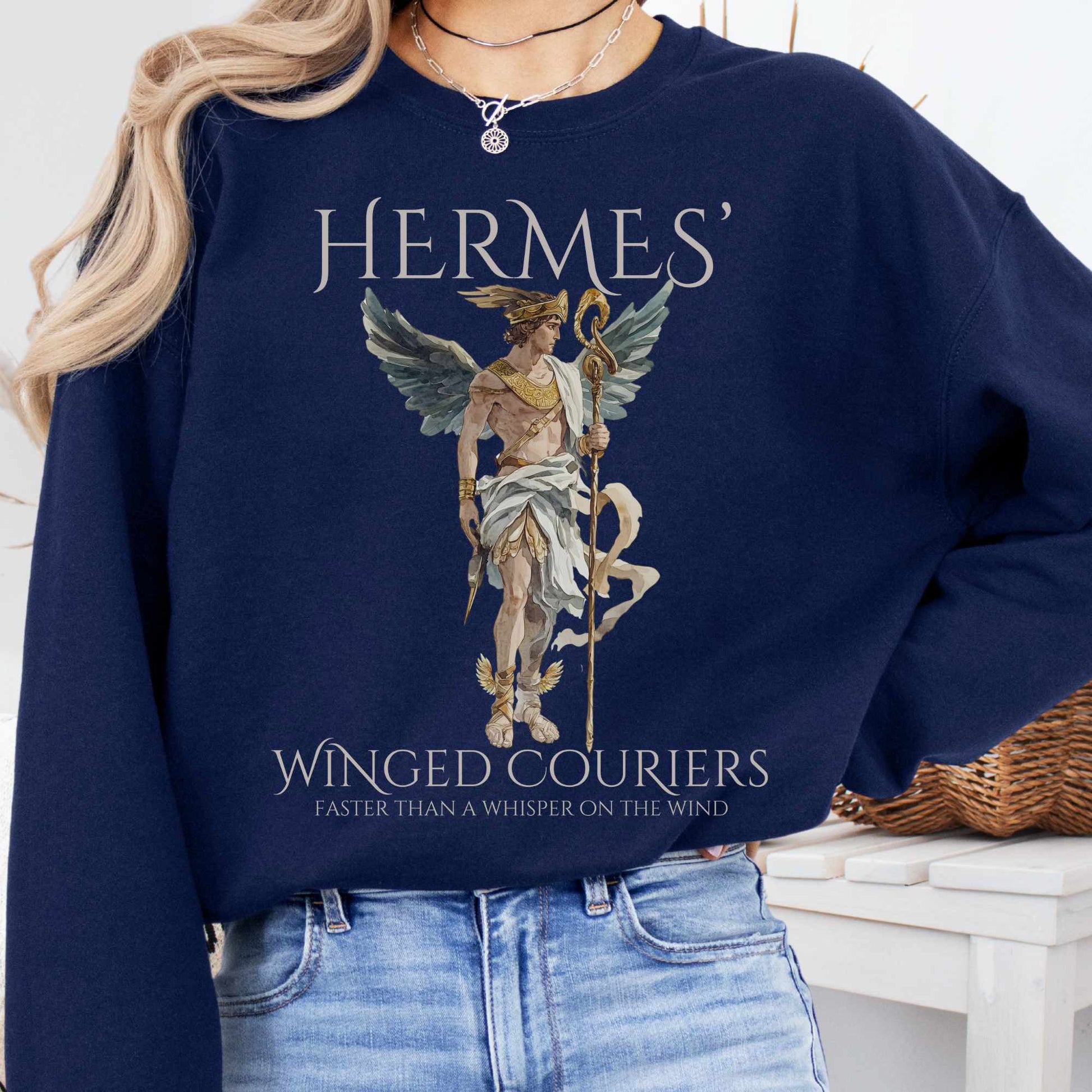 Sweatshirt S / Navy Hermes' Winged Couriers Sweatshirt The Mystic Eden