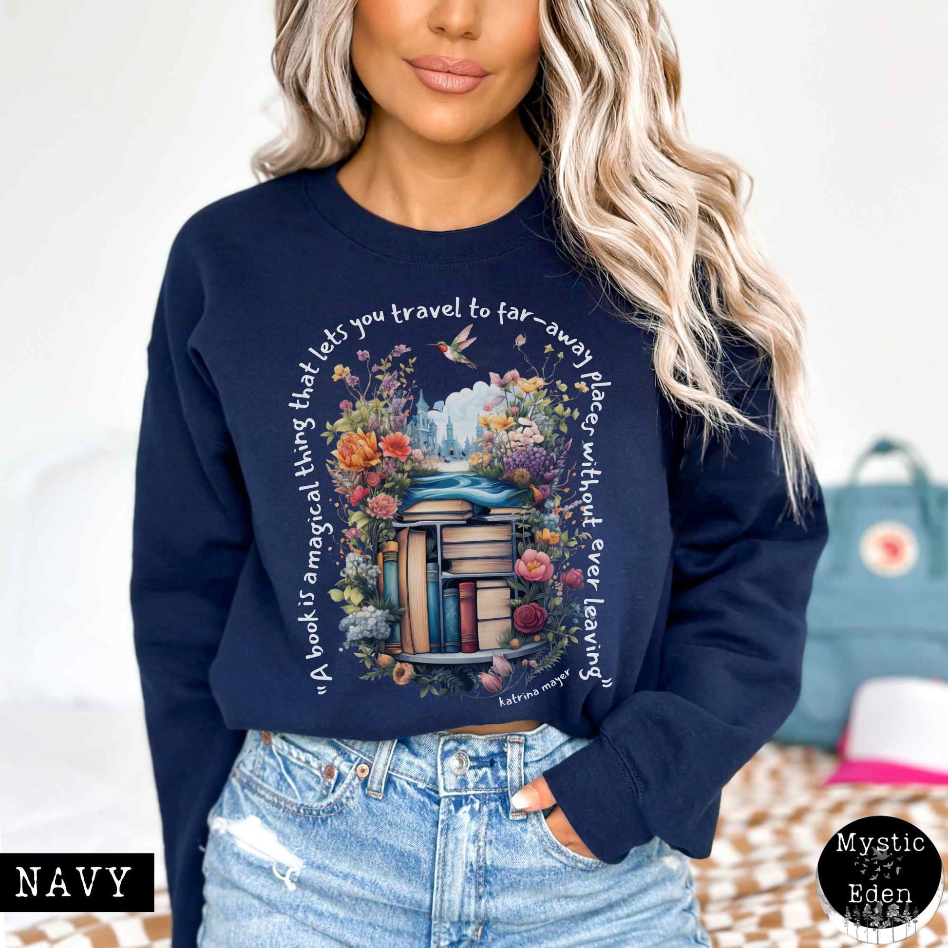 Sweatshirt S / Navy Magical Book Sweatshirt The Mystic Eden