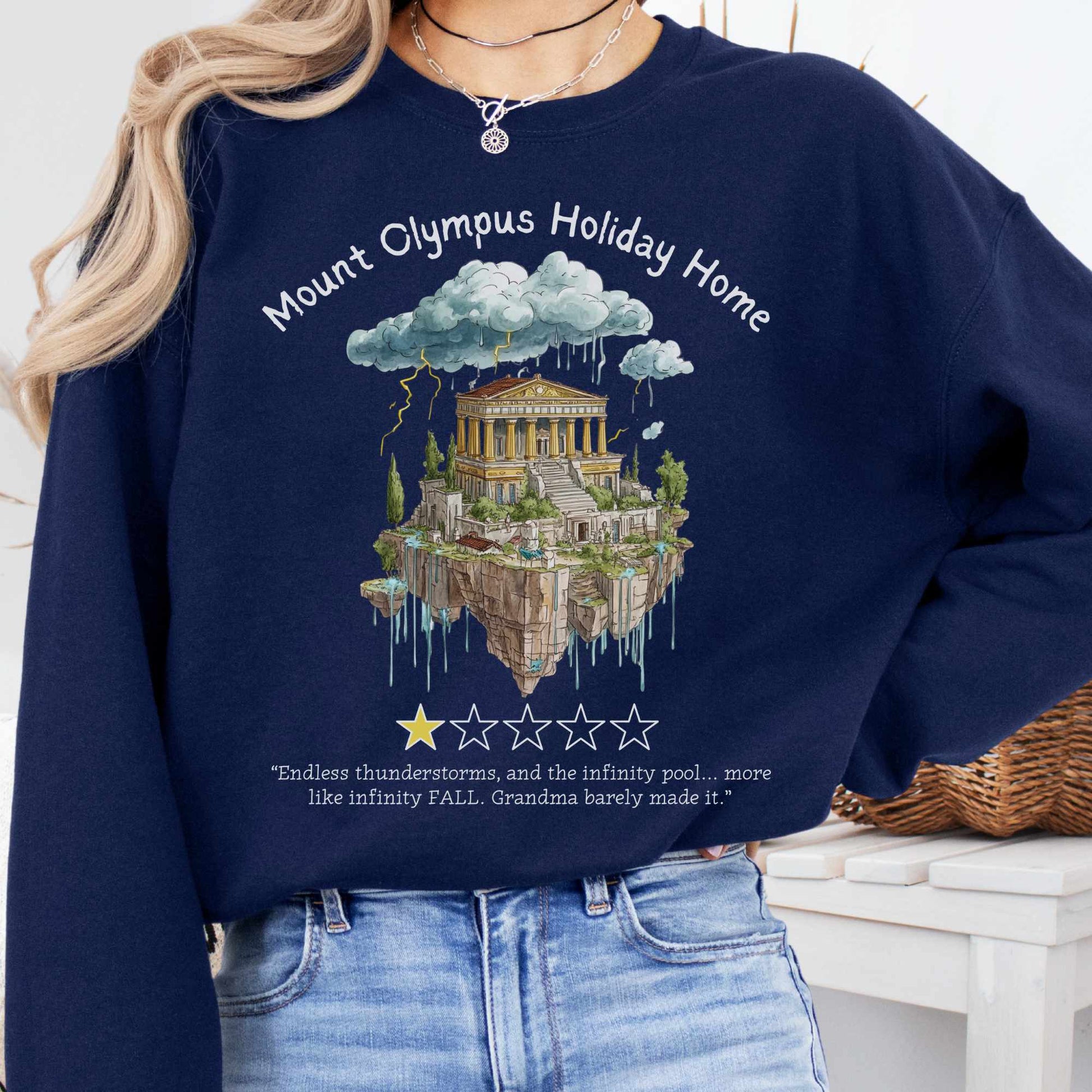 Sweatshirt S / Navy Mount Olympus Holiday Home Sweatshirt The Mystic Eden