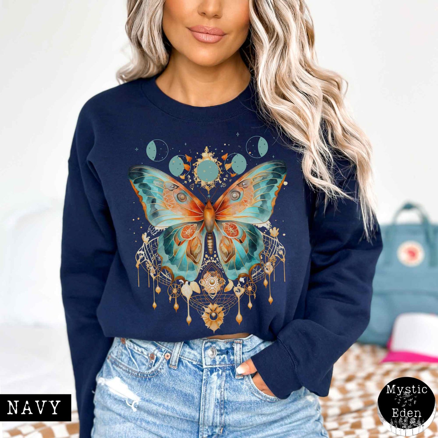 Sweatshirt S / Navy Mystical and Whimsical Butterfly Sweatshirt The Mystic Eden