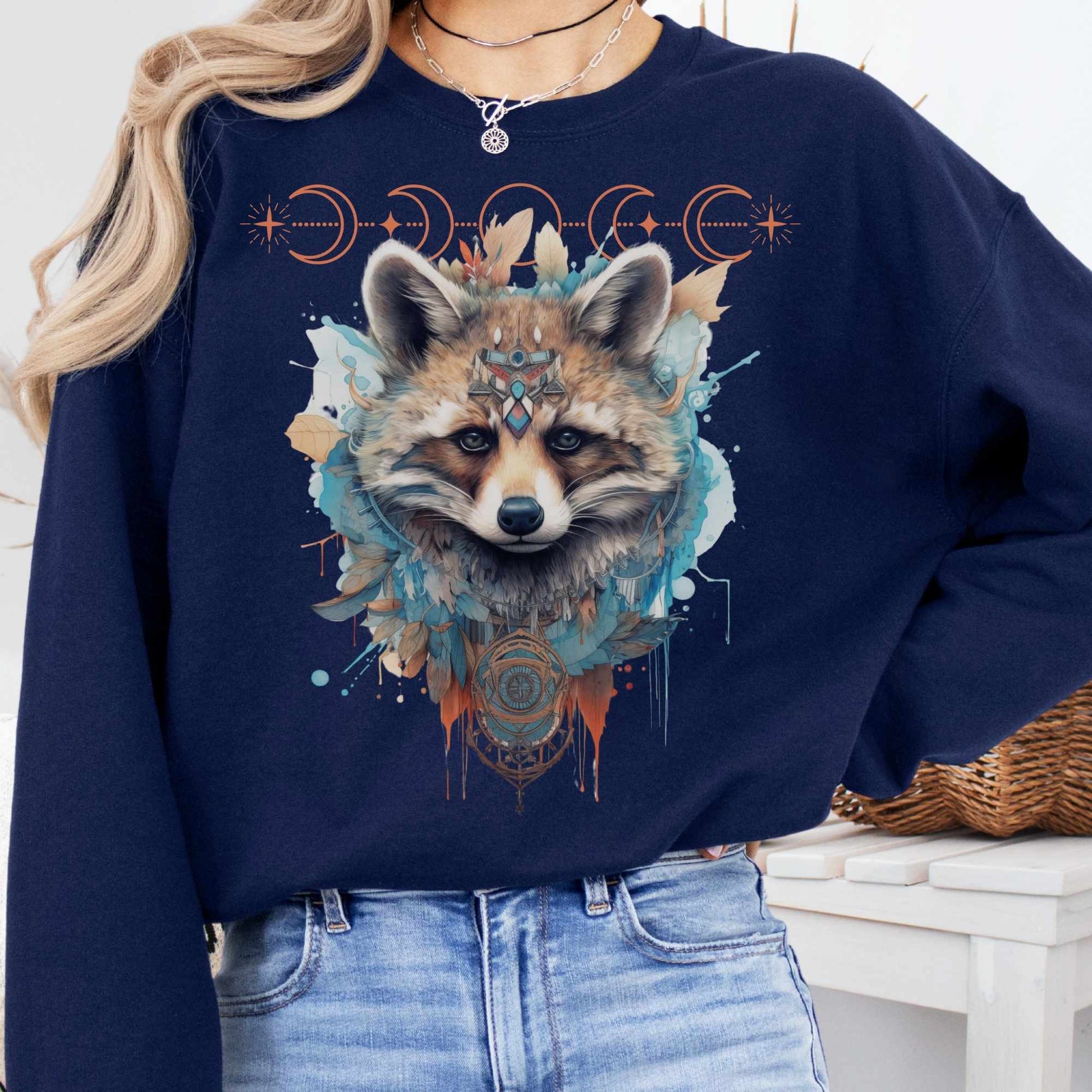 Sweatshirt S / Navy Mystical Raccoon Sweatshirt The Mystic Eden