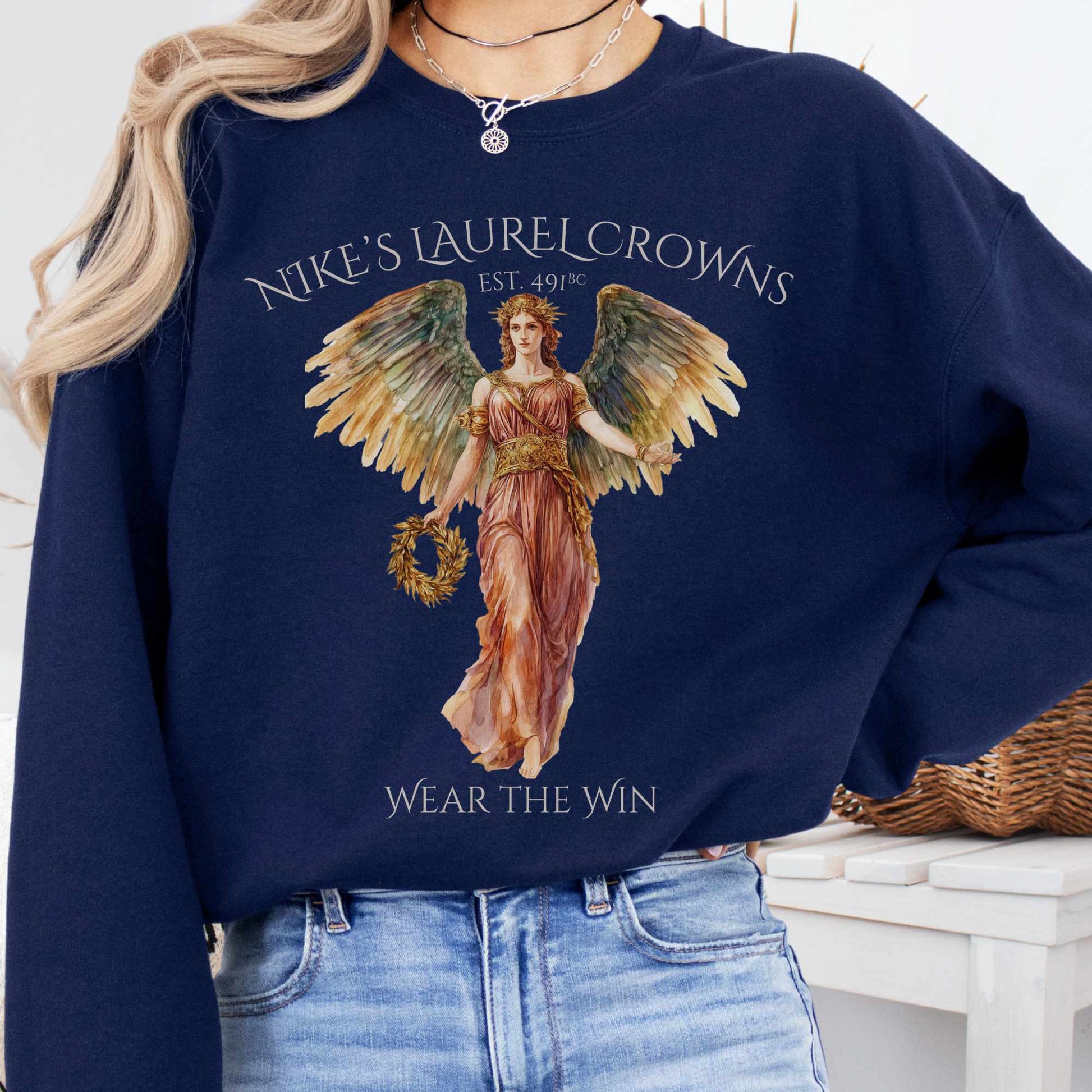 Sweatshirt S / Navy Nike's Laurel Crowns Sweatshirt The Mystic Eden