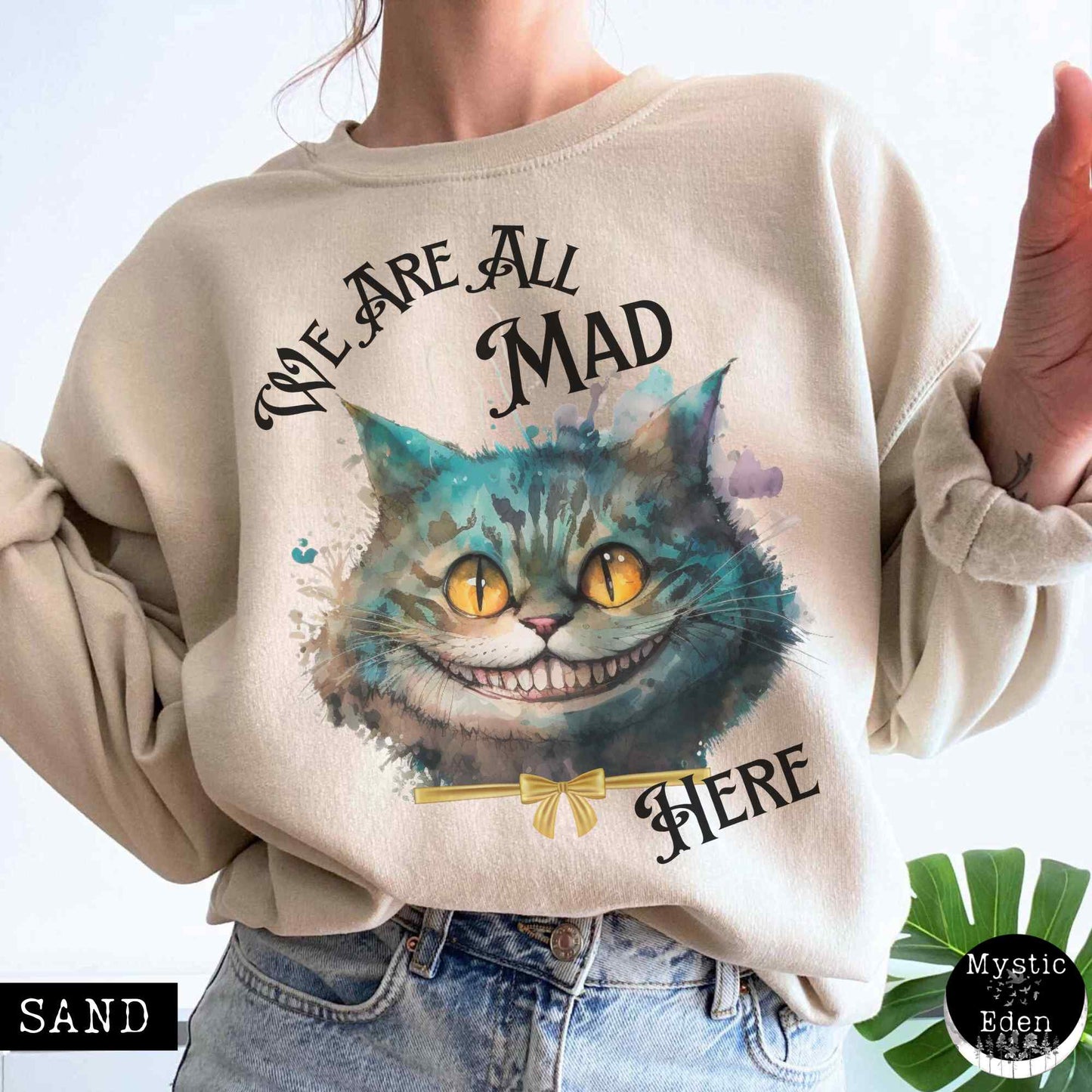 Sweatshirt S / Sand Cheshire Cat Sweatshirt Alice in Wonderland Sweater The Mystic Eden