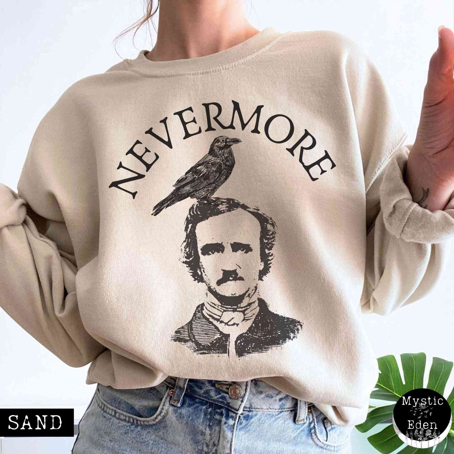 Sweatshirt S / Sand Edgar Allan Poe Nevermore Sweatshirt The Mystic Eden
