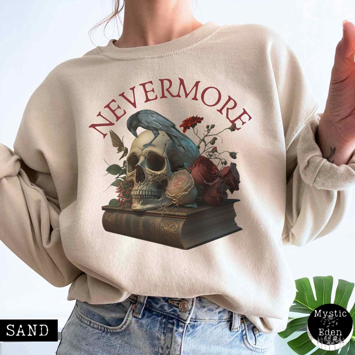 Sweatshirt S / Sand Edgar Allan Poe Nevermore Sweatshirt The Mystic Eden