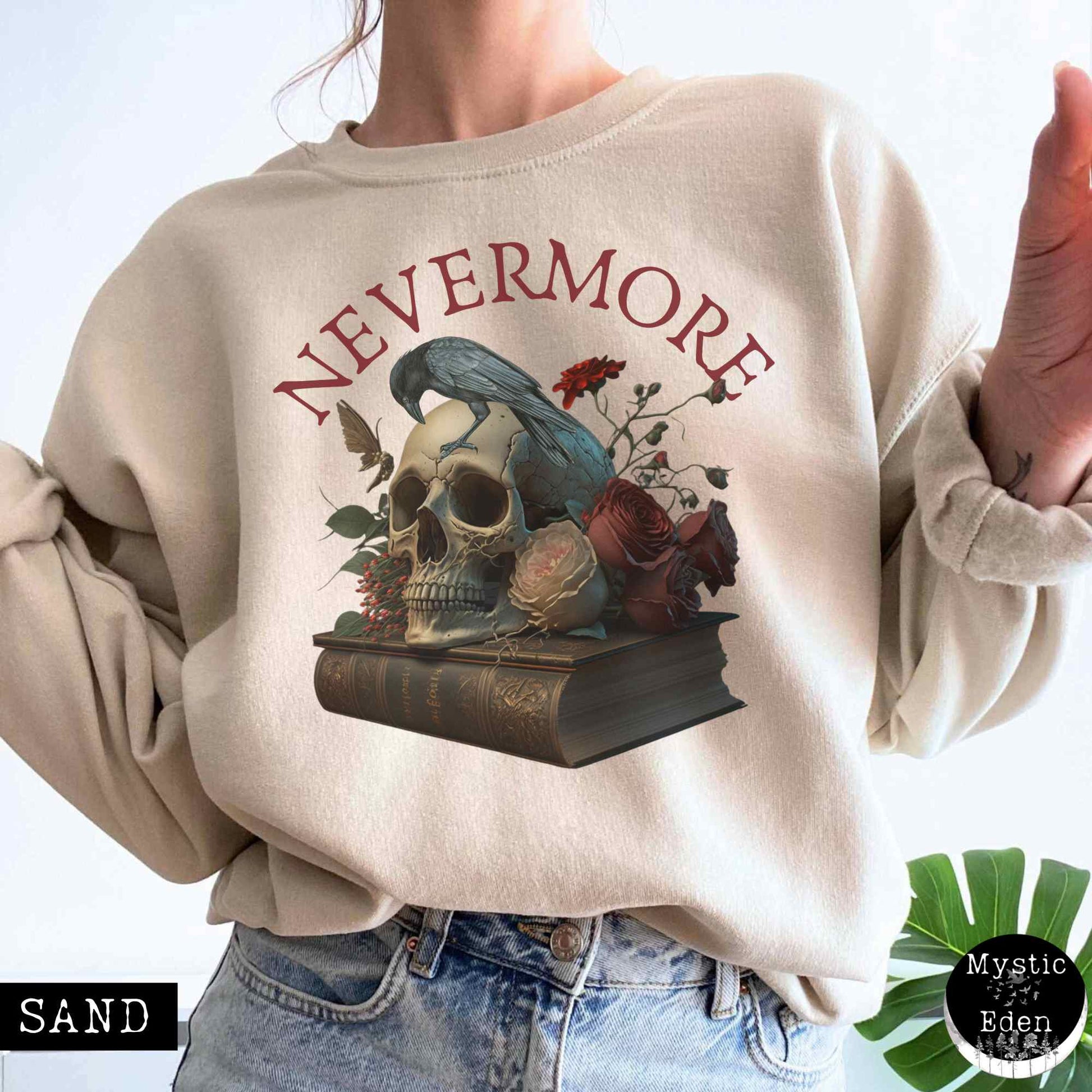 Sweatshirt S / Sand Edgar Allan Poe Nevermore Sweatshirt The Mystic Eden