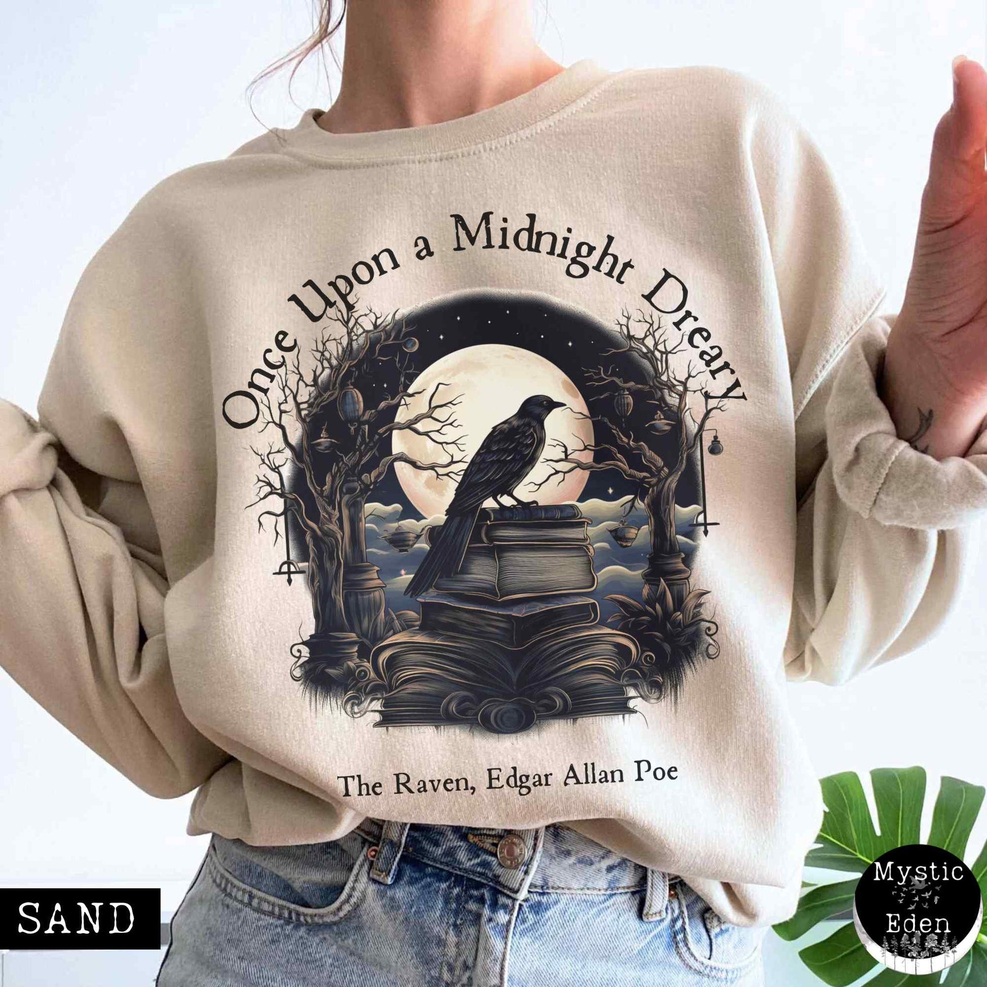 Sweatshirt S / Sand Edgar Allan Poe Sweatshirt - Once upon a midnight dreary The Mystic Eden