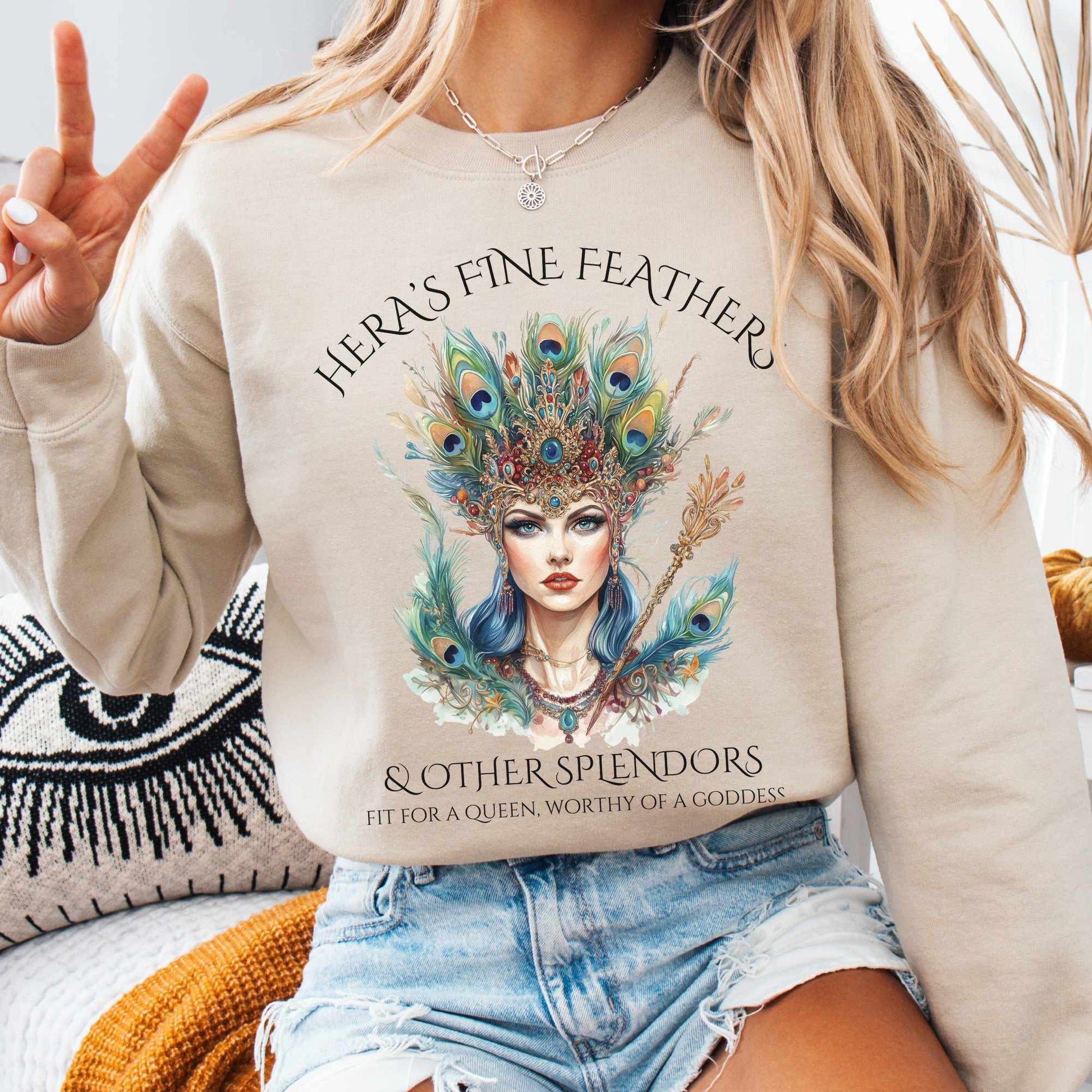 Sweatshirt S / Sand Hera's Fine Feathers & Other Splendors Sweatshirt The Mystic Eden