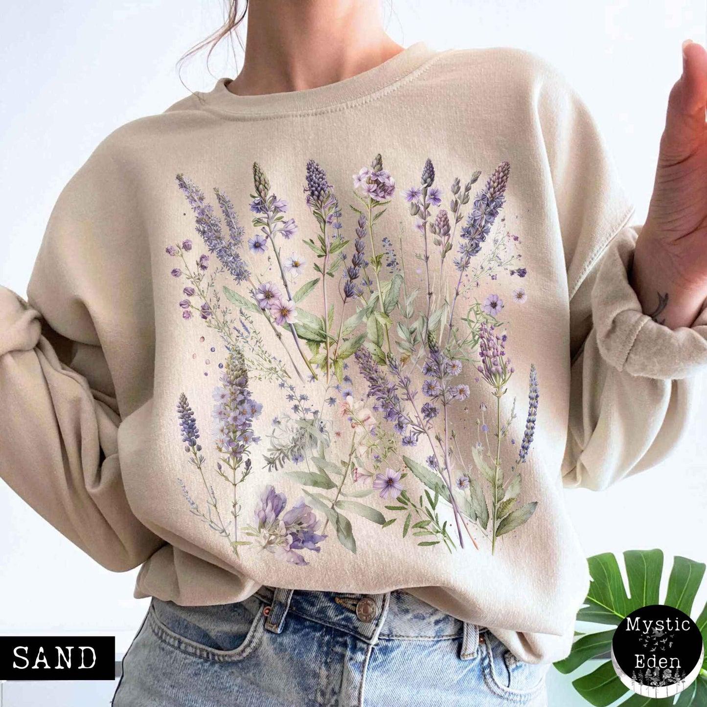 Sweatshirt S / Sand Lavender Spring Cottagecore Sweatshirt The Mystic Eden
