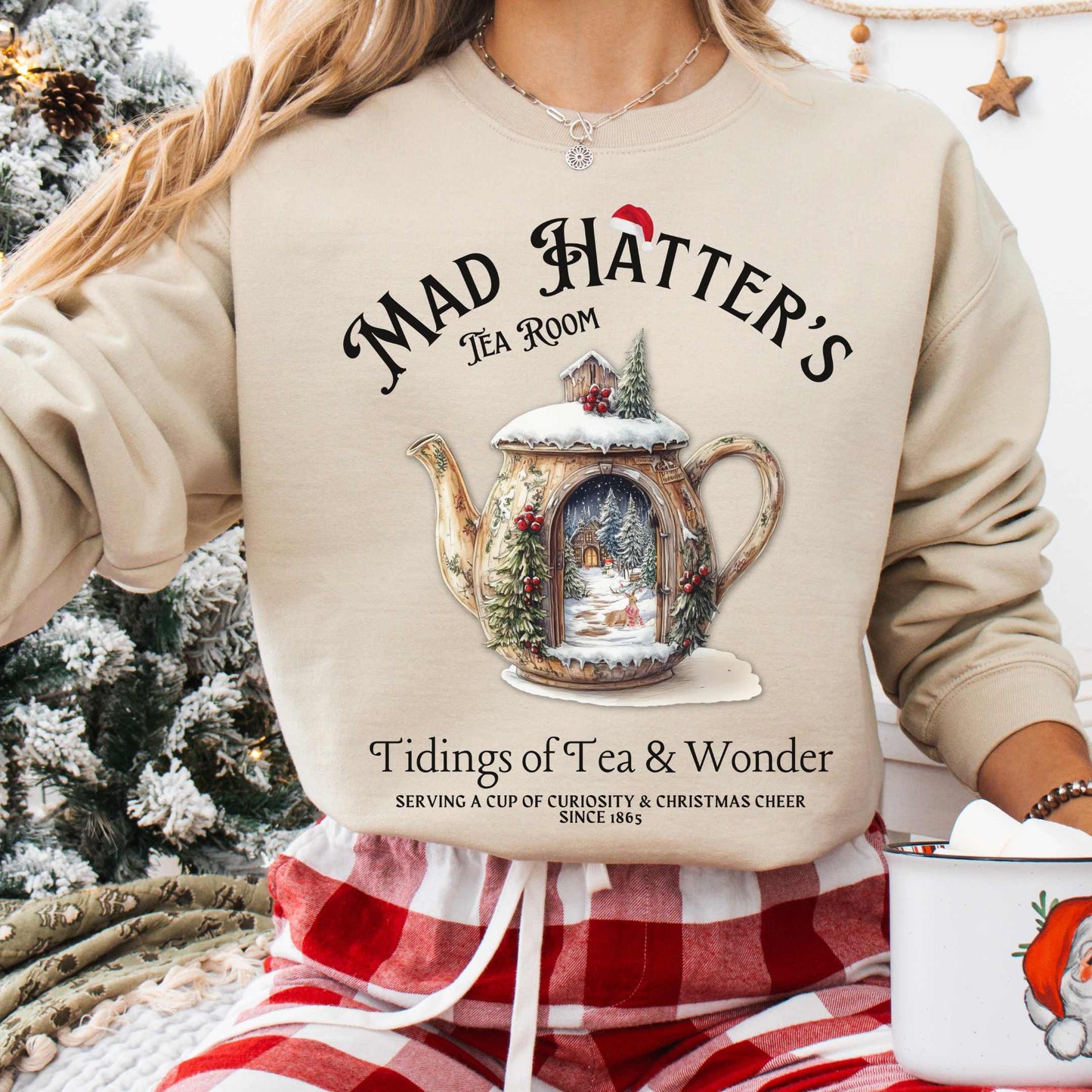 Sweatshirt S / Sand Mad Hatter's Tea Room Christmas Edition Sweatshirt The Mystic Eden