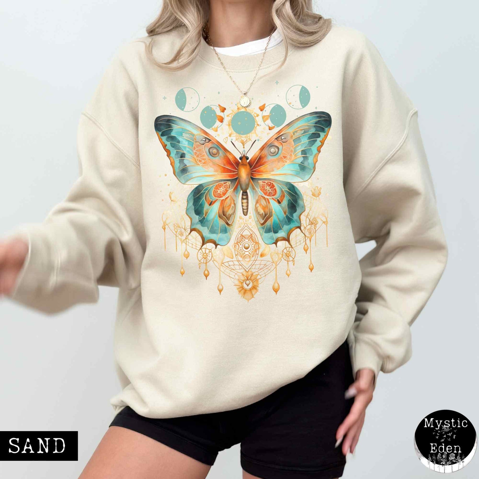 Sweatshirt S / Sand Mystical and Whimsical Butterfly Sweatshirt The Mystic Eden