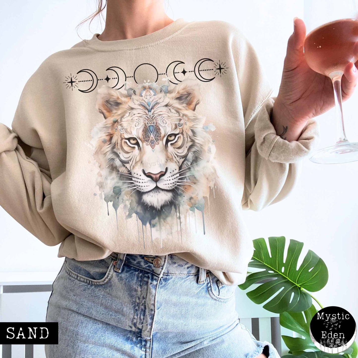 Sweatshirt S / Sand Mystical White Tiger Sweatshirt The Mystic Eden