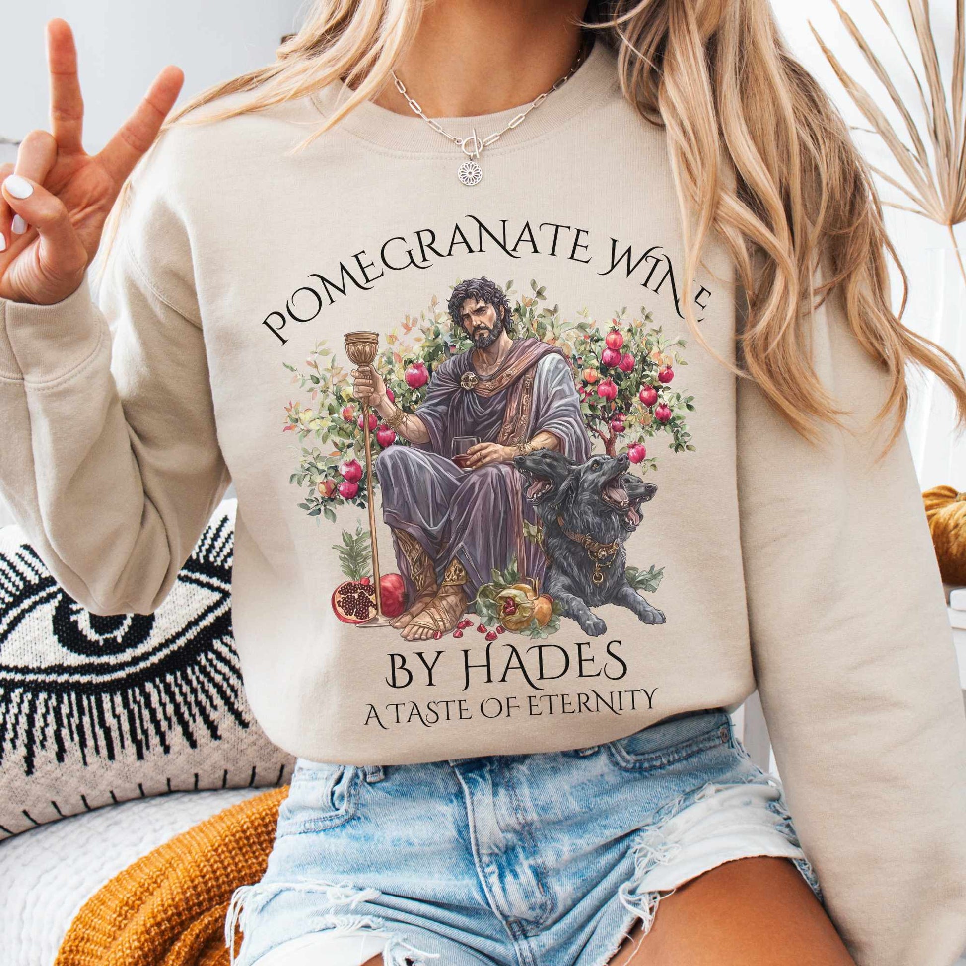 Sweatshirt S / Sand Pomegranate Wine By Hades Sweatshirt - A Taste of Eternity The Mystic Eden