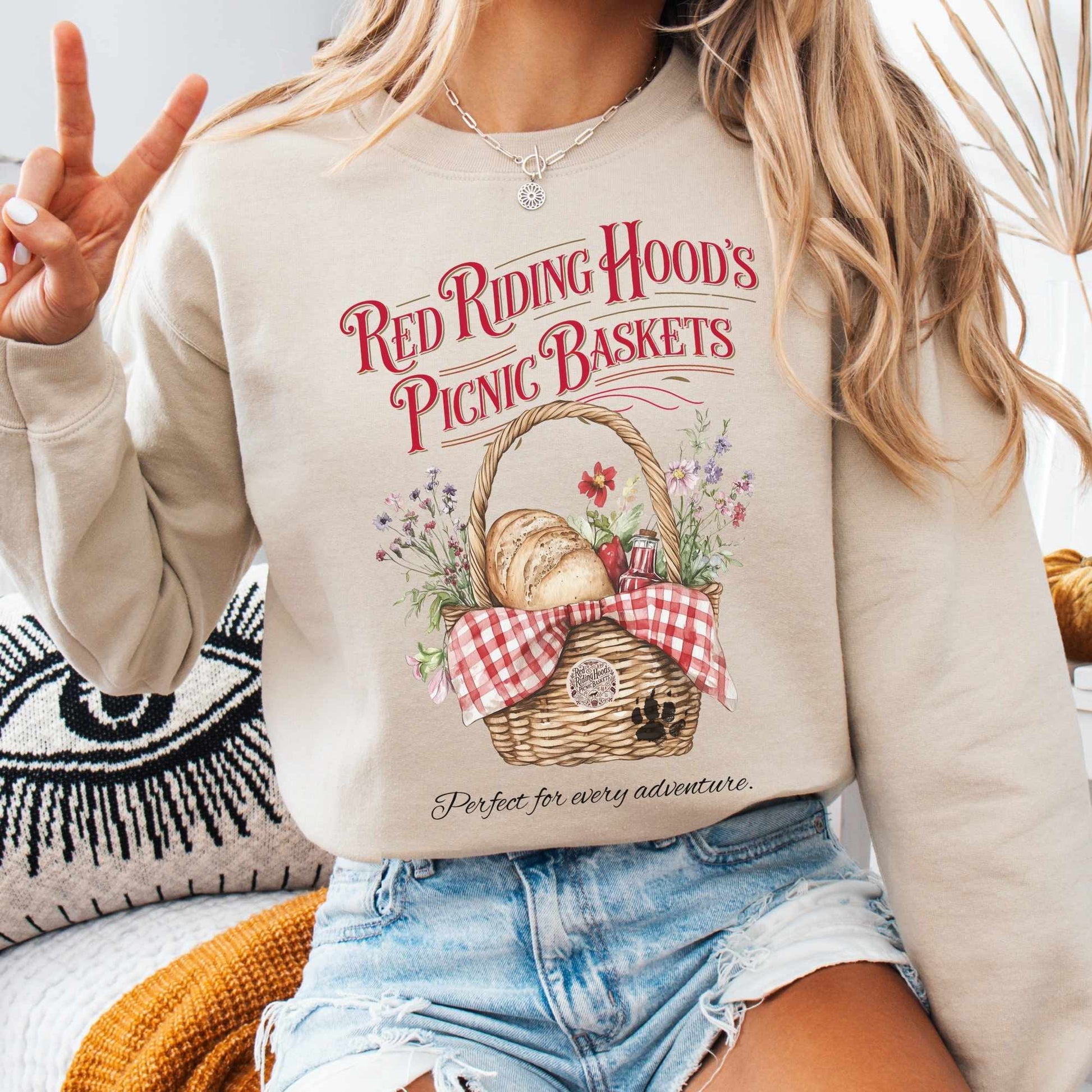 Sweatshirt S / Sand Red Riding Hood's Picnic Baskets Sweatshirt The Mystic Eden