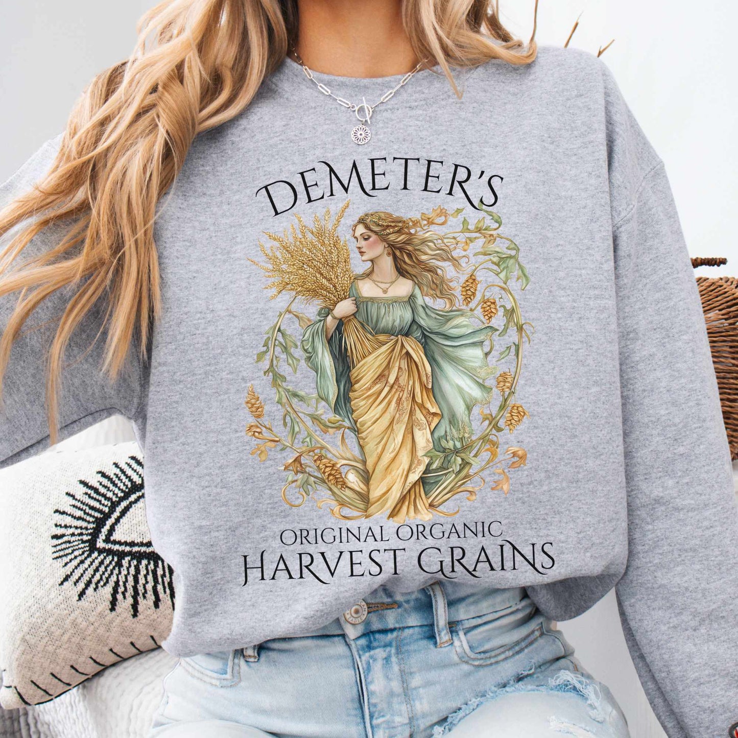 Sweatshirt S / Sport Grey Demeter's Original Organic Harvest Grains Sweatshirt The Mystic Eden