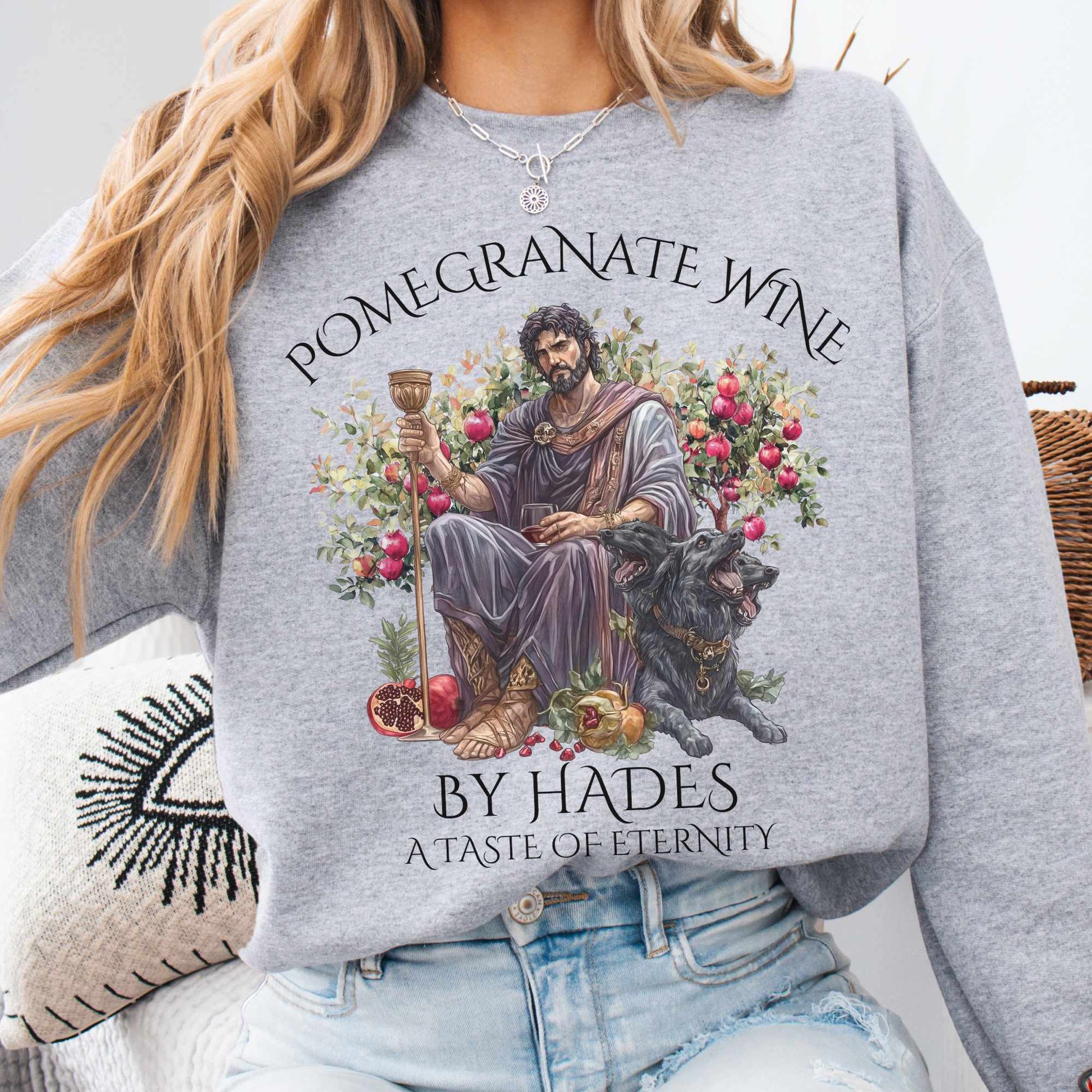 Sweatshirt S / Sport Grey Pomegranate Wine By Hades Sweatshirt - A Taste of Eternity The Mystic Eden