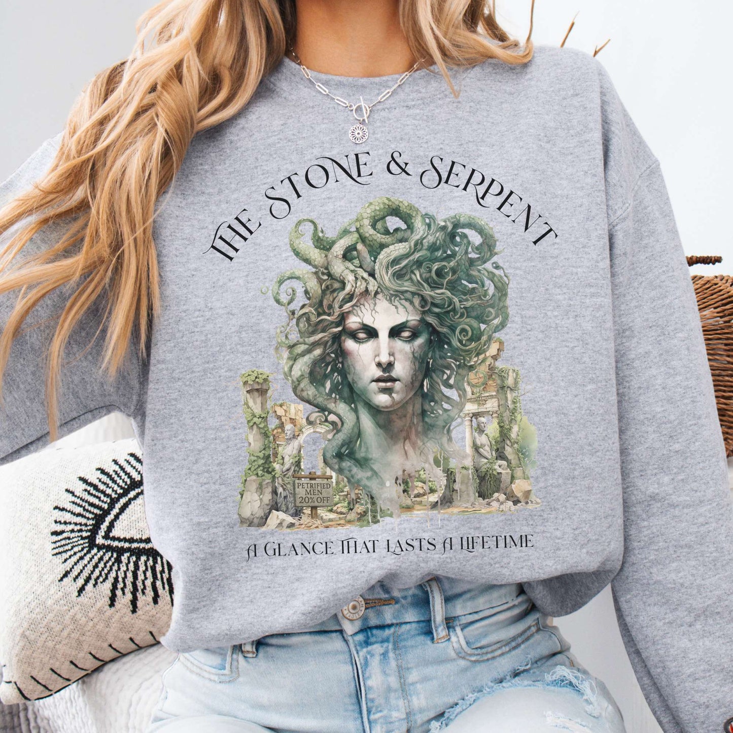 Sweatshirt S / Sport Grey The Stone & Serpent Sweatshirt β Medusa Mythology Tee The Mystic Eden