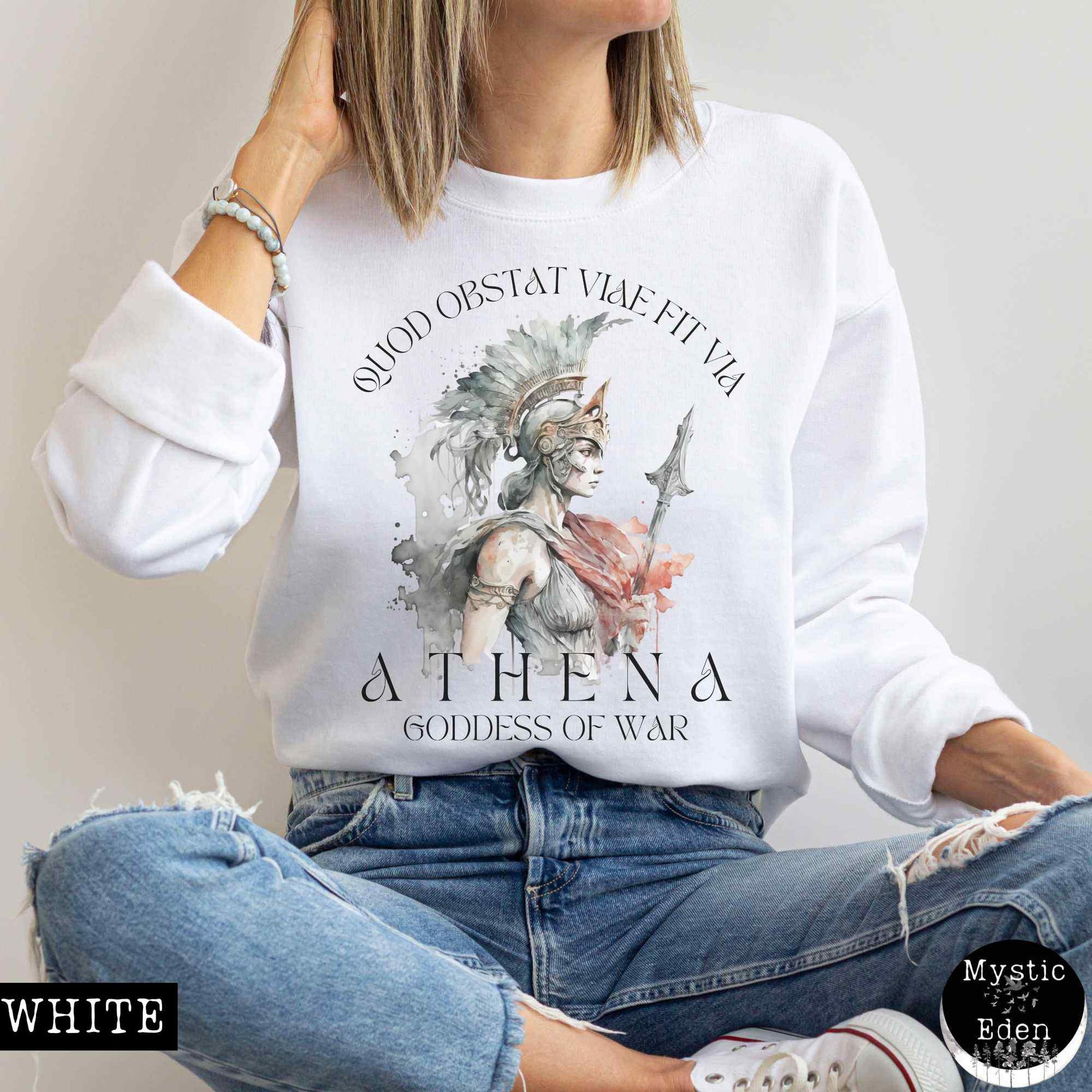 Sweatshirt S / White Athena Greek Mythology Sweatshirt The Mystic Eden