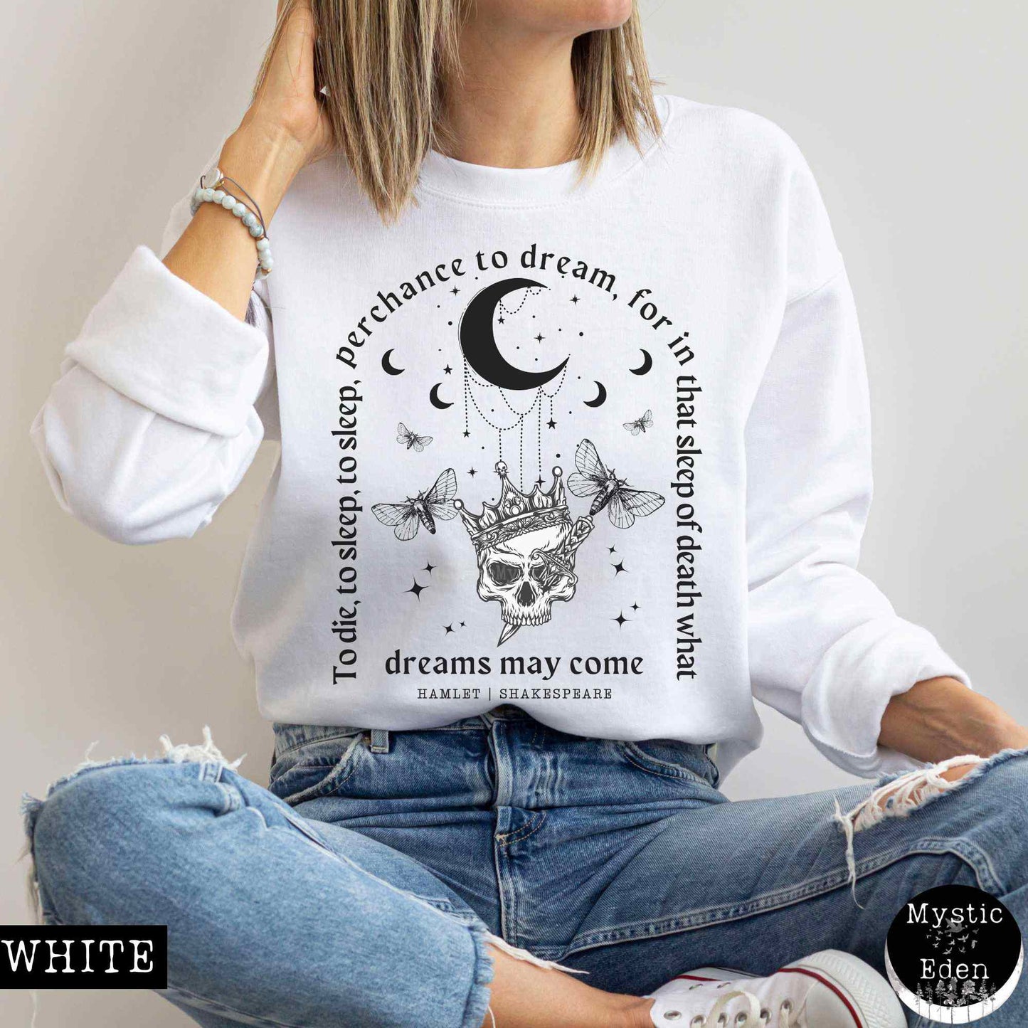 Sweatshirt S / White Hamlet Shakespeare Sweatshirt Dark Academia The Mystic Eden
