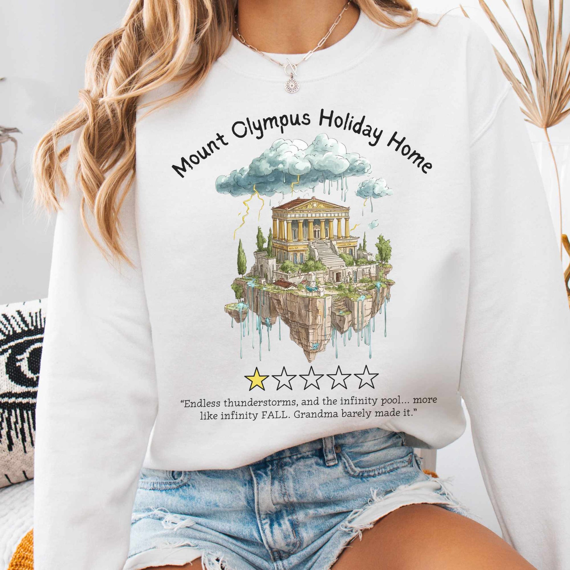 Sweatshirt S / White Mount Olympus Holiday Home Sweatshirt The Mystic Eden