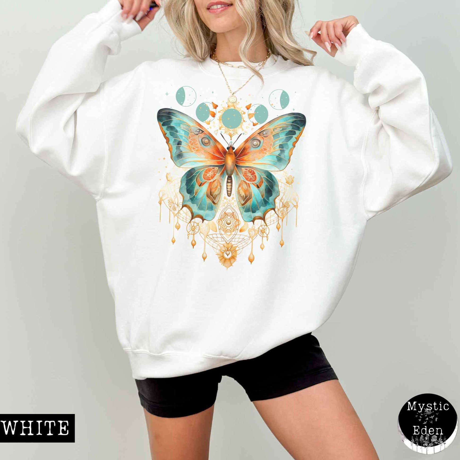 Sweatshirt S / White Mystical and Whimsical Butterfly Sweatshirt The Mystic Eden
