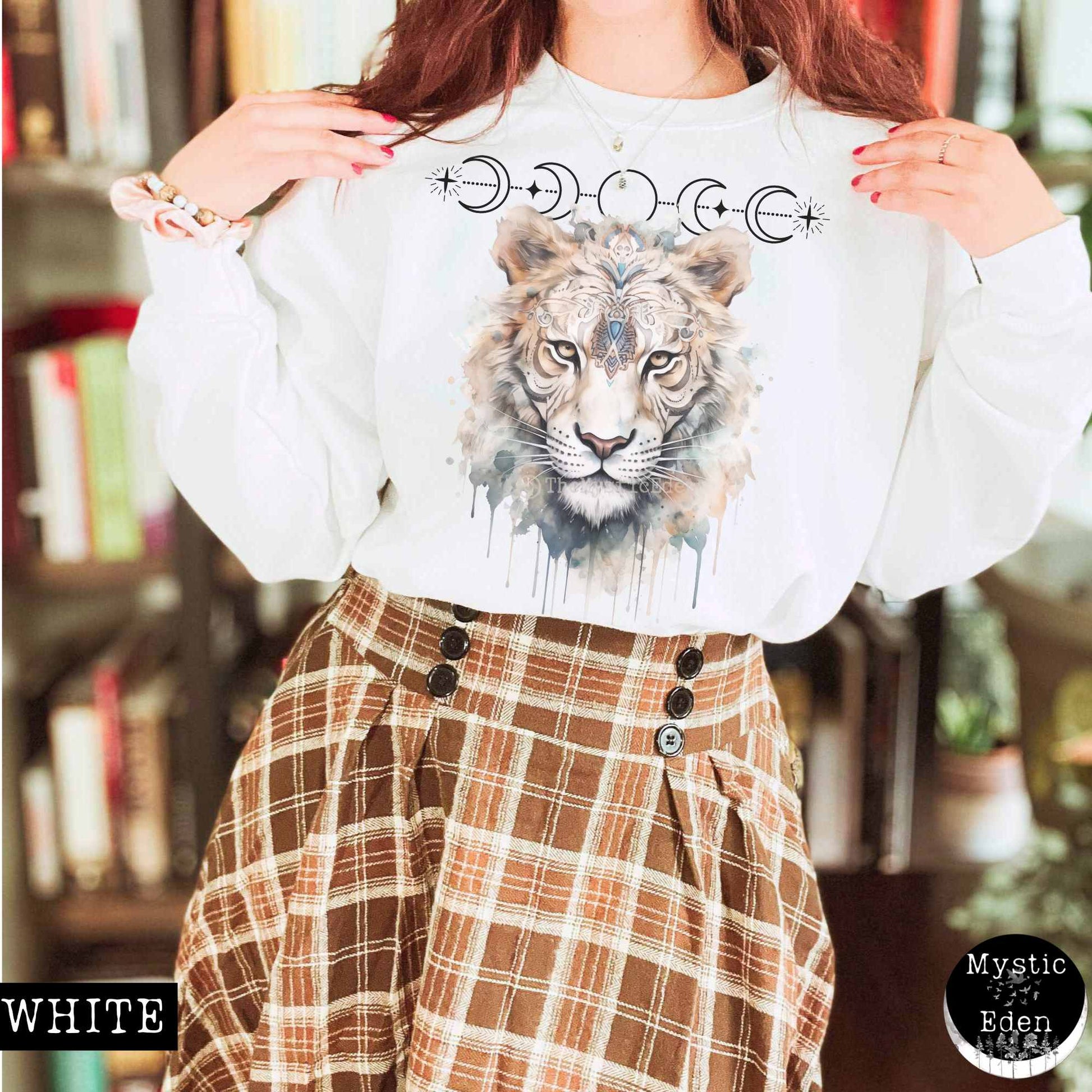 Sweatshirt S / White Mystical White Tiger Sweatshirt The Mystic Eden