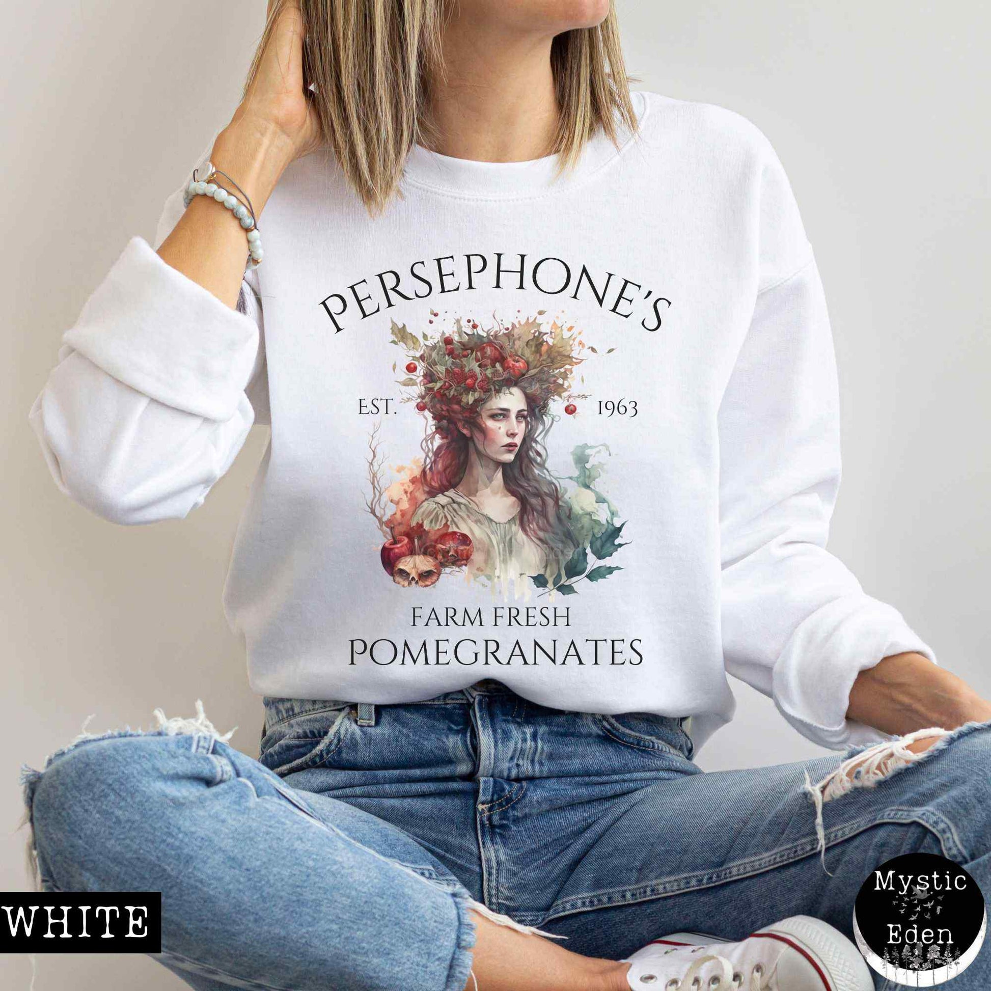 Sweatshirt S / White Persephone Sweatshirt Greek Mythology Sweater The Mystic Eden