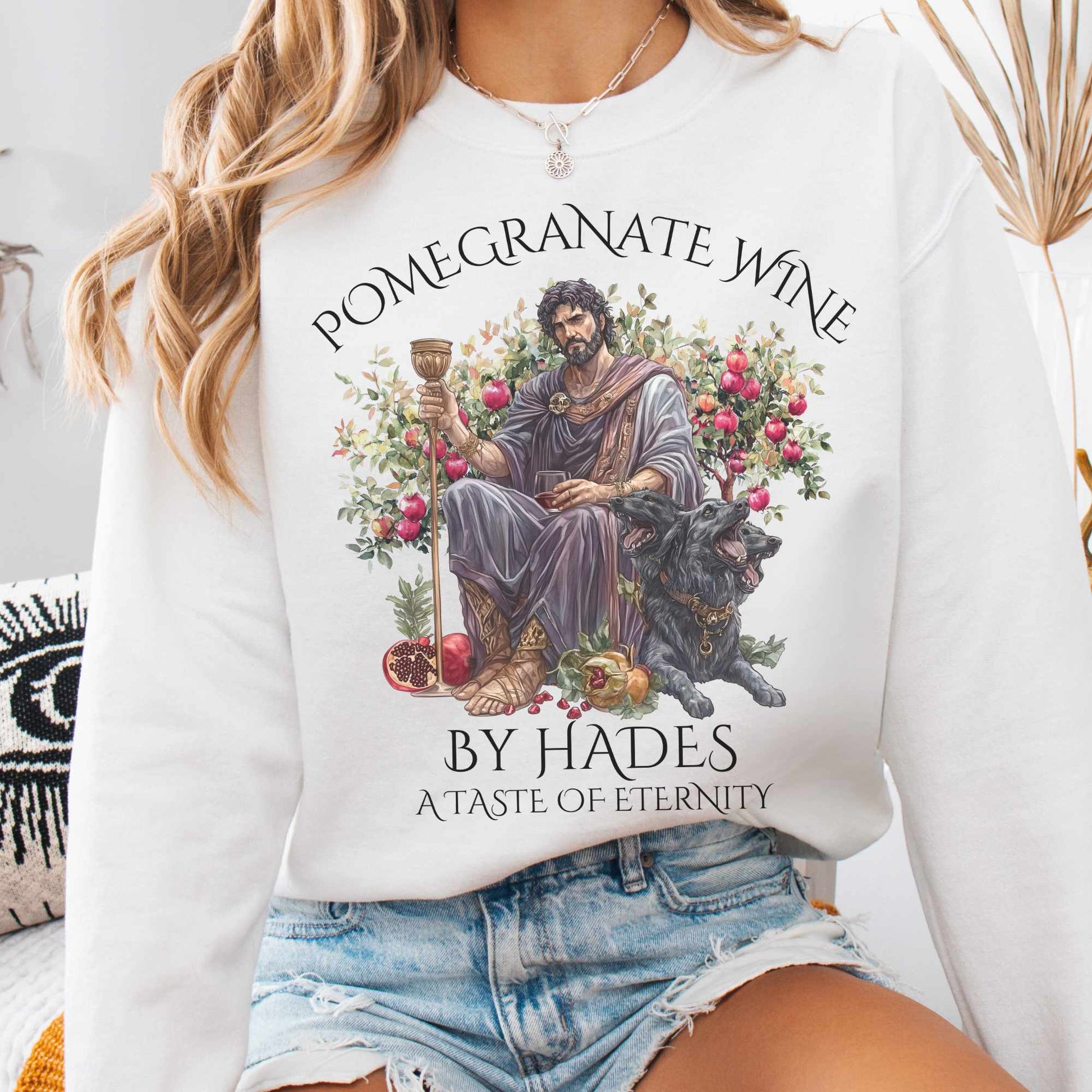 Sweatshirt S / White Pomegranate Wine By Hades Sweatshirt - A Taste of Eternity The Mystic Eden