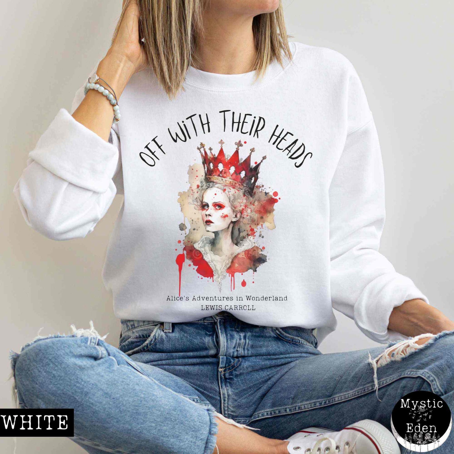 Sweatshirt S / White Red Queen Alice in wonderland Sweatshirt The Mystic Eden