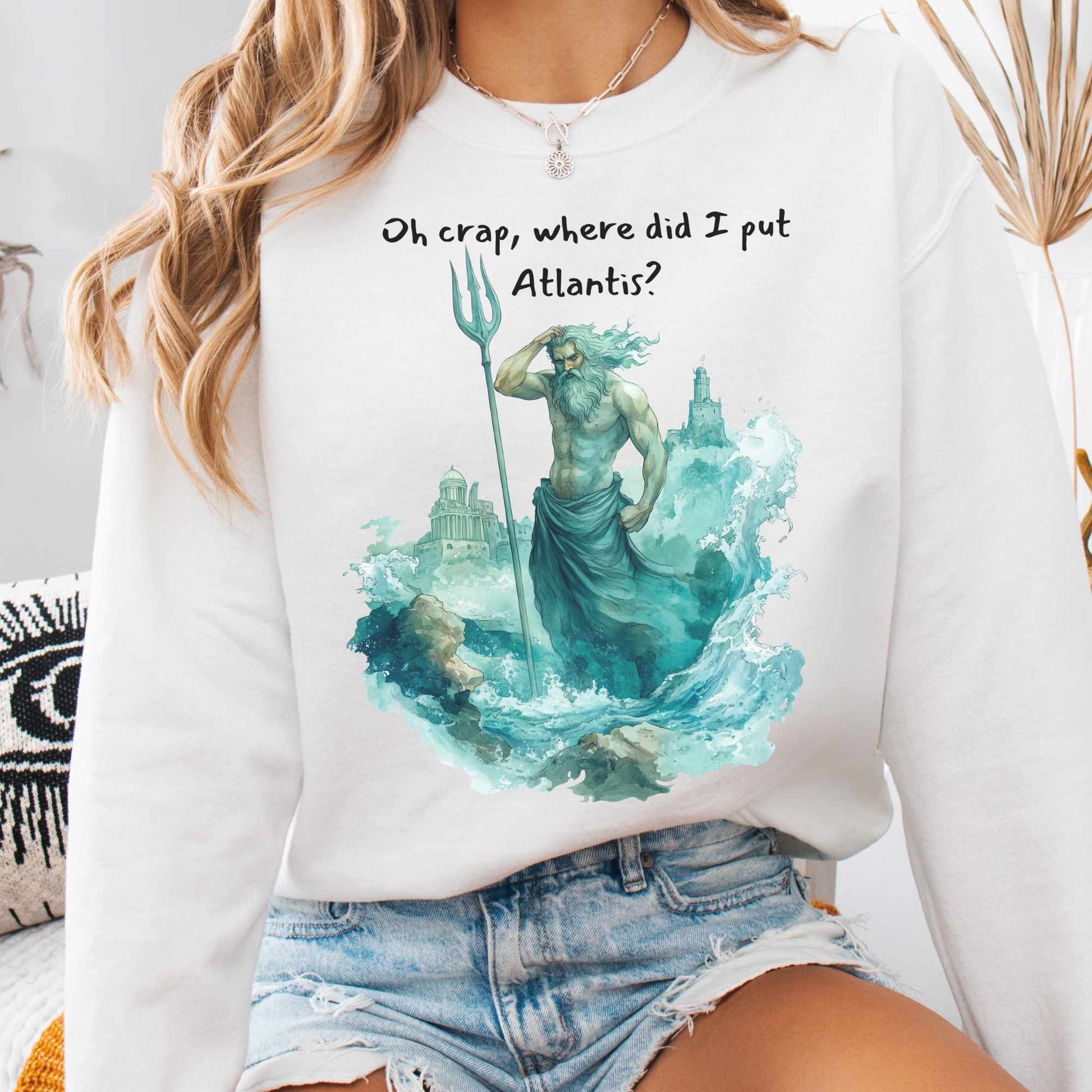 Sweatshirt S / White Where Did I Put Atlantis Sweatshirt The Mystic Eden
