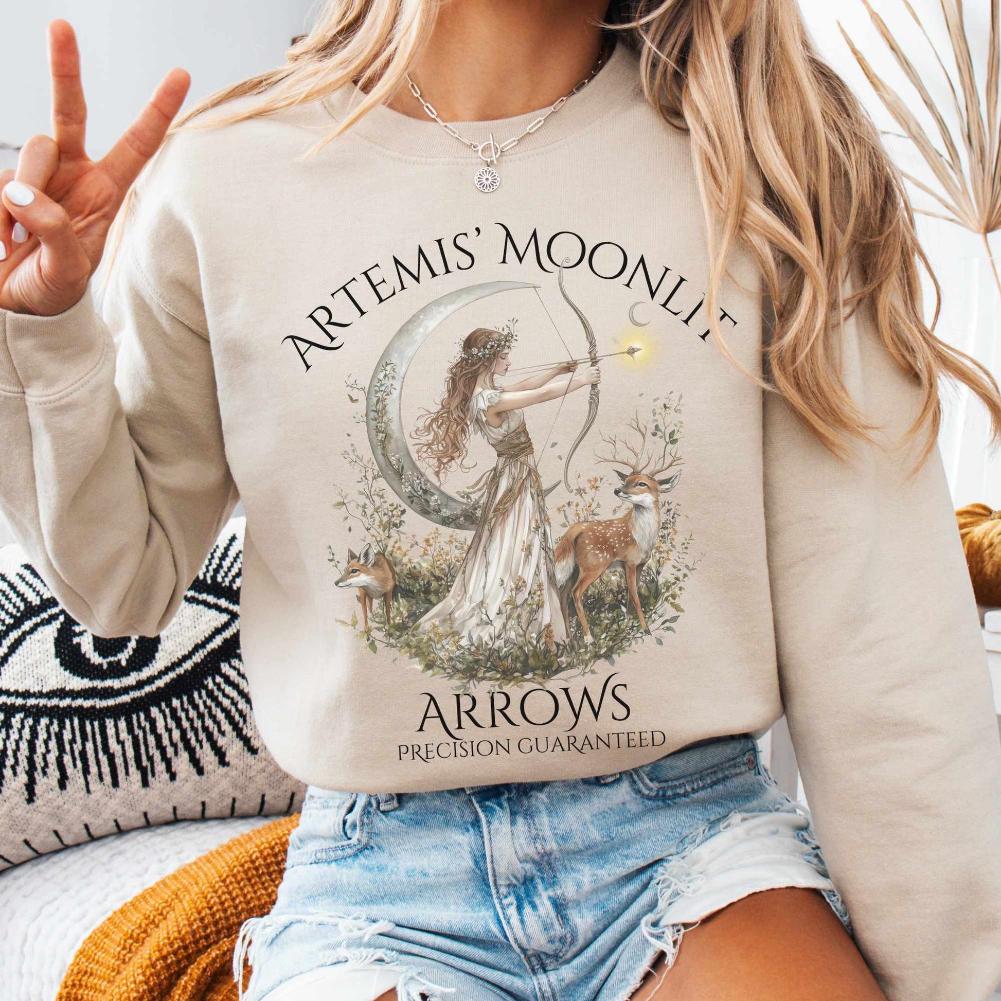 Sweatshirt Sand / S Artemis' Moonlit Arrows Sweatshirt The Mystic Eden