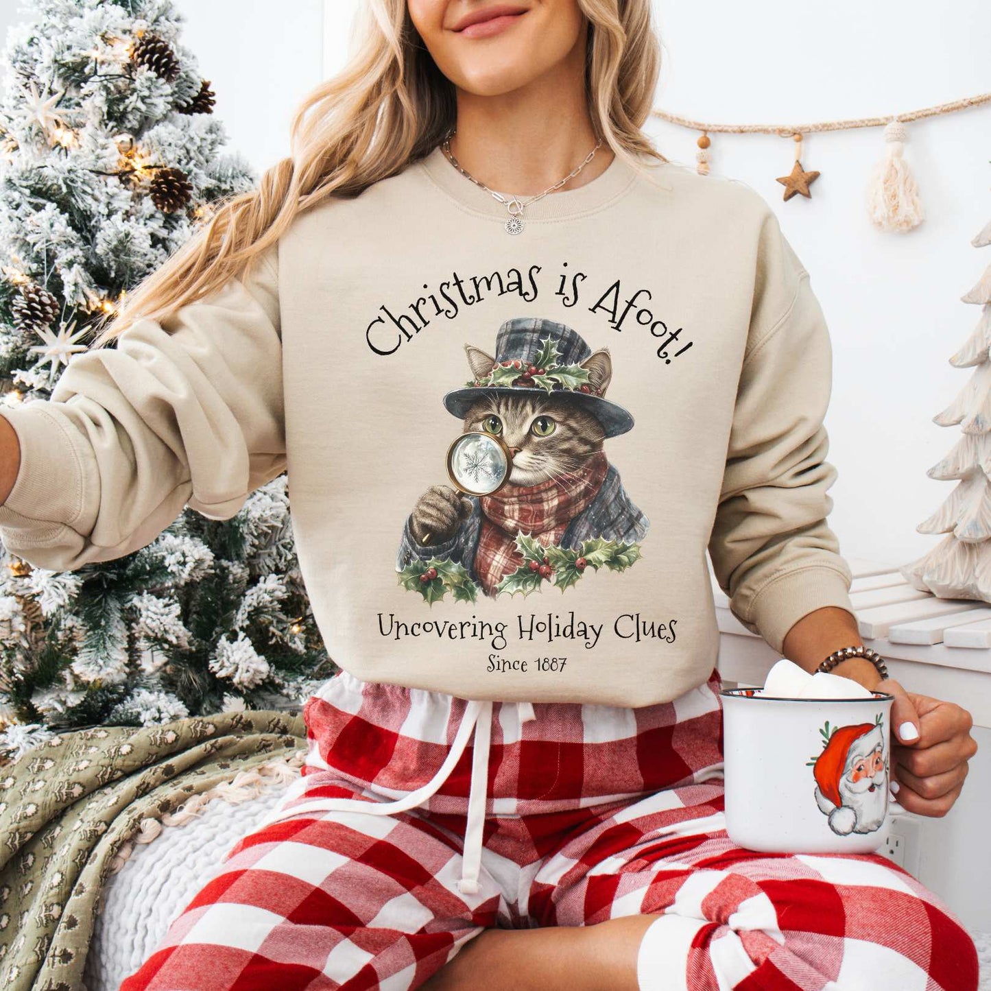 Sweatshirt Sand / S Christmas is Afoot! Sherlock Holmes Christmas Sweatshirt The Mystic Eden