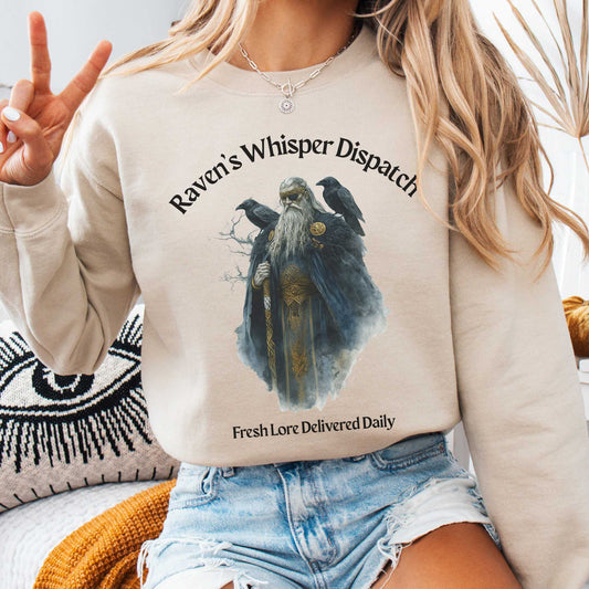 Sweatshirt Sand / S Raven's Whisper Dispatch Norse God Sweatshirt The Mystic Eden