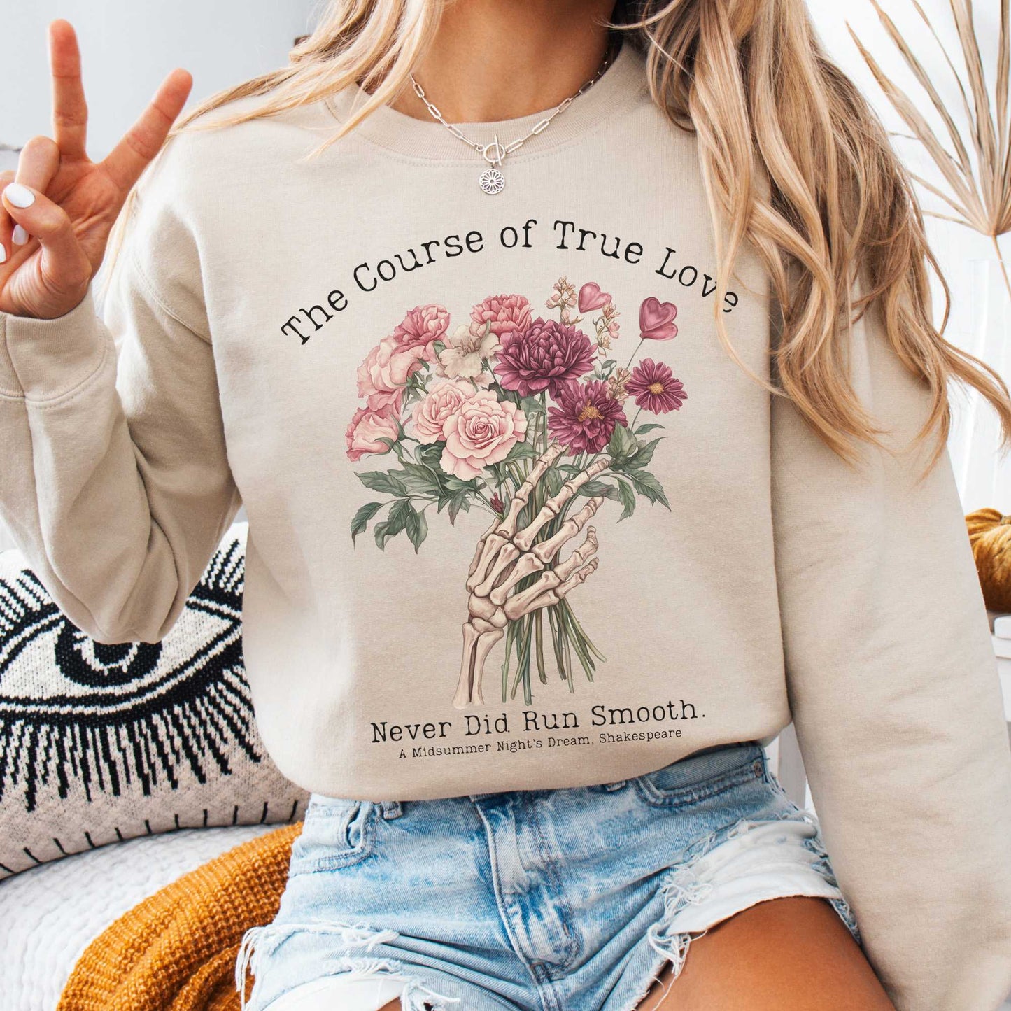 Sweatshirt Sand / S The Course of True Love Never Run Smooth Shakespeare Sweatshirt The Mystic Eden
