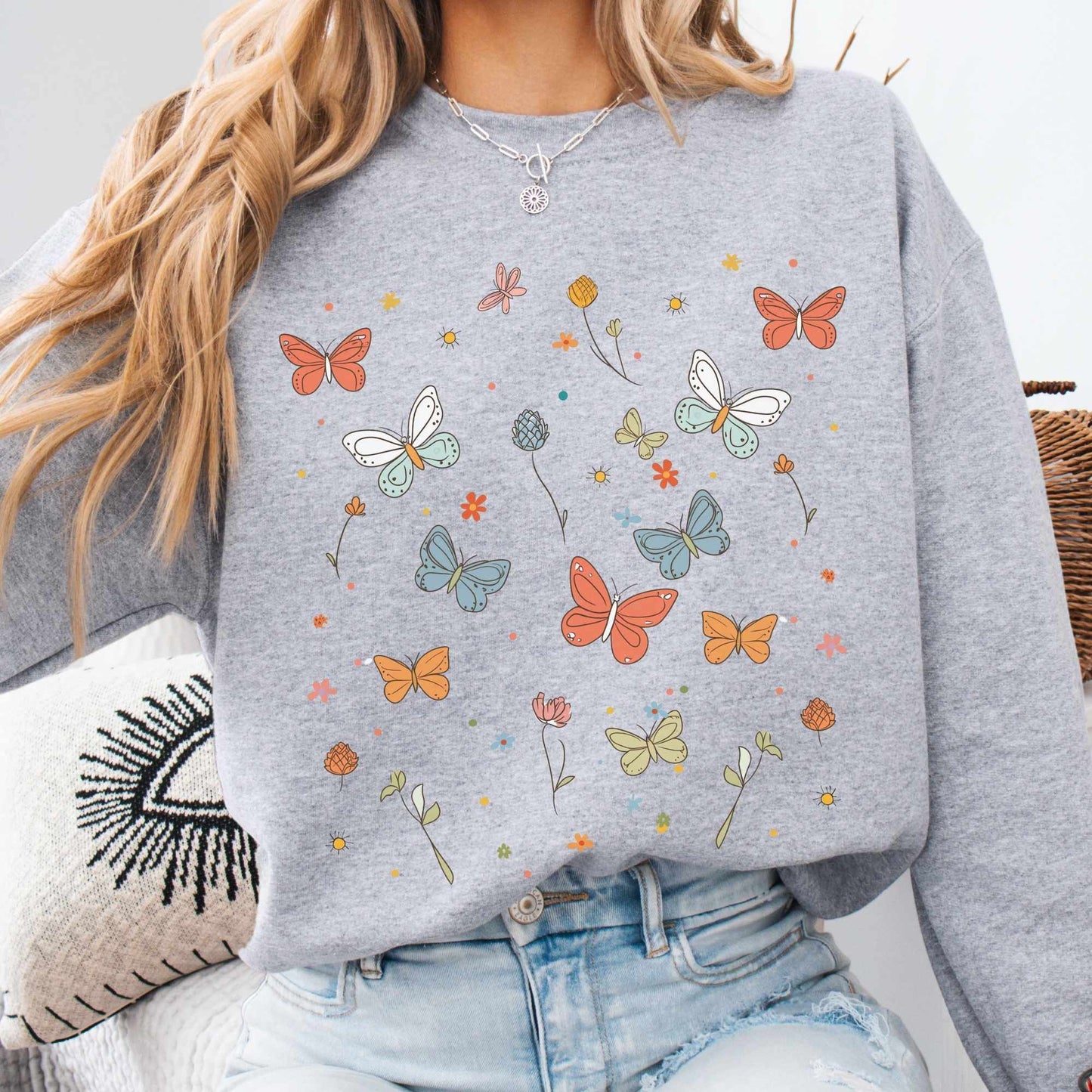 Sweatshirt Sport Grey / S Bright Butterflies Sweatshirt The Mystic Eden