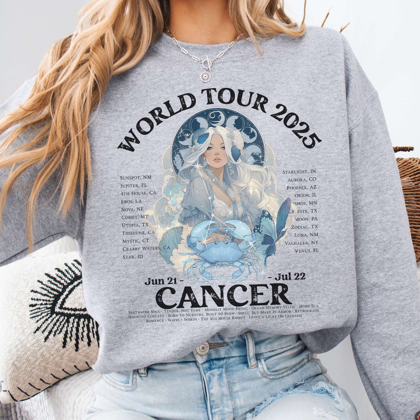 Sweatshirt Sport Grey / S Cancer Concert Sweatshirt - Zodiac World Tour 2025 Sweatshirt The Mystic Eden