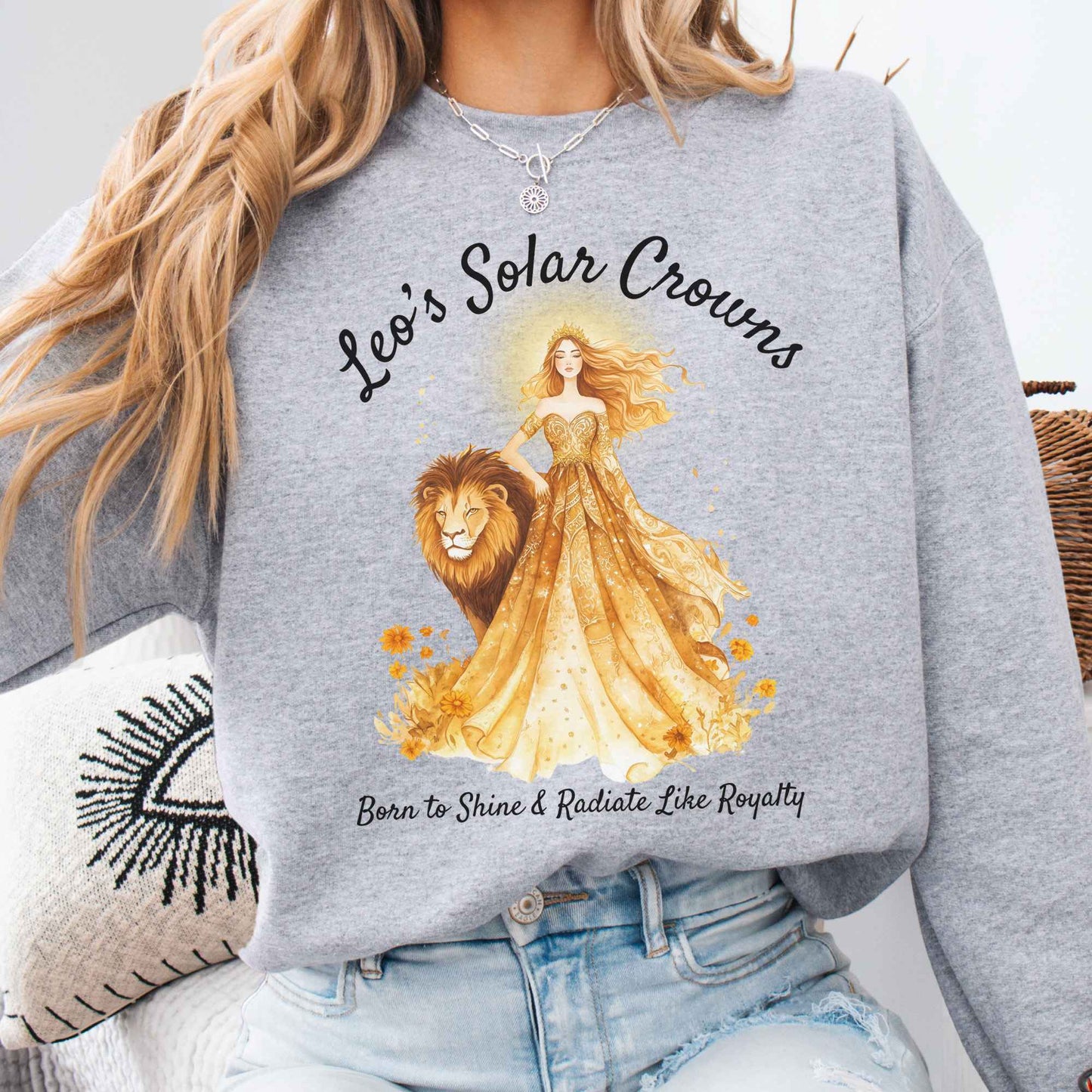 Sweatshirt Sport Grey / S Leo's Solar Crowns Zodiac Sweatshirt The Mystic Eden