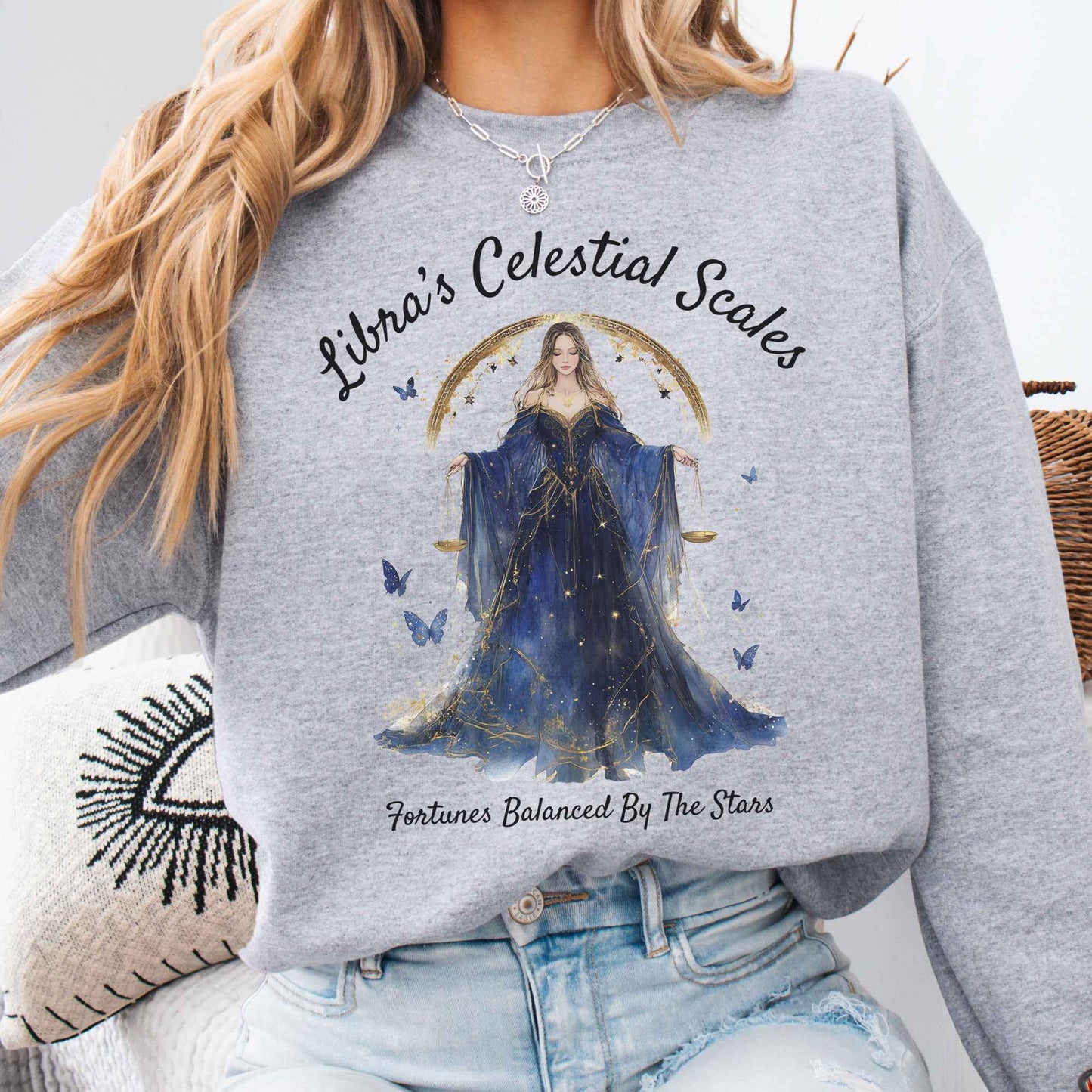Sweatshirt Sport Grey / S Libra's Celestial Scales Zodiac Sweatshirt The Mystic Eden