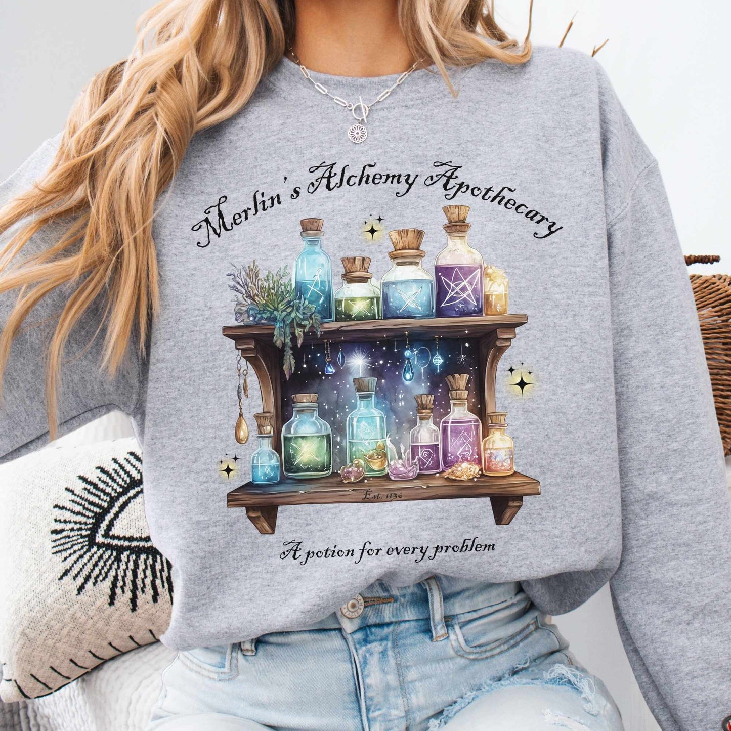 Sweatshirt Sport Grey / S Merlin's Alchemy Apothecary Sweatshirt The Mystic Eden