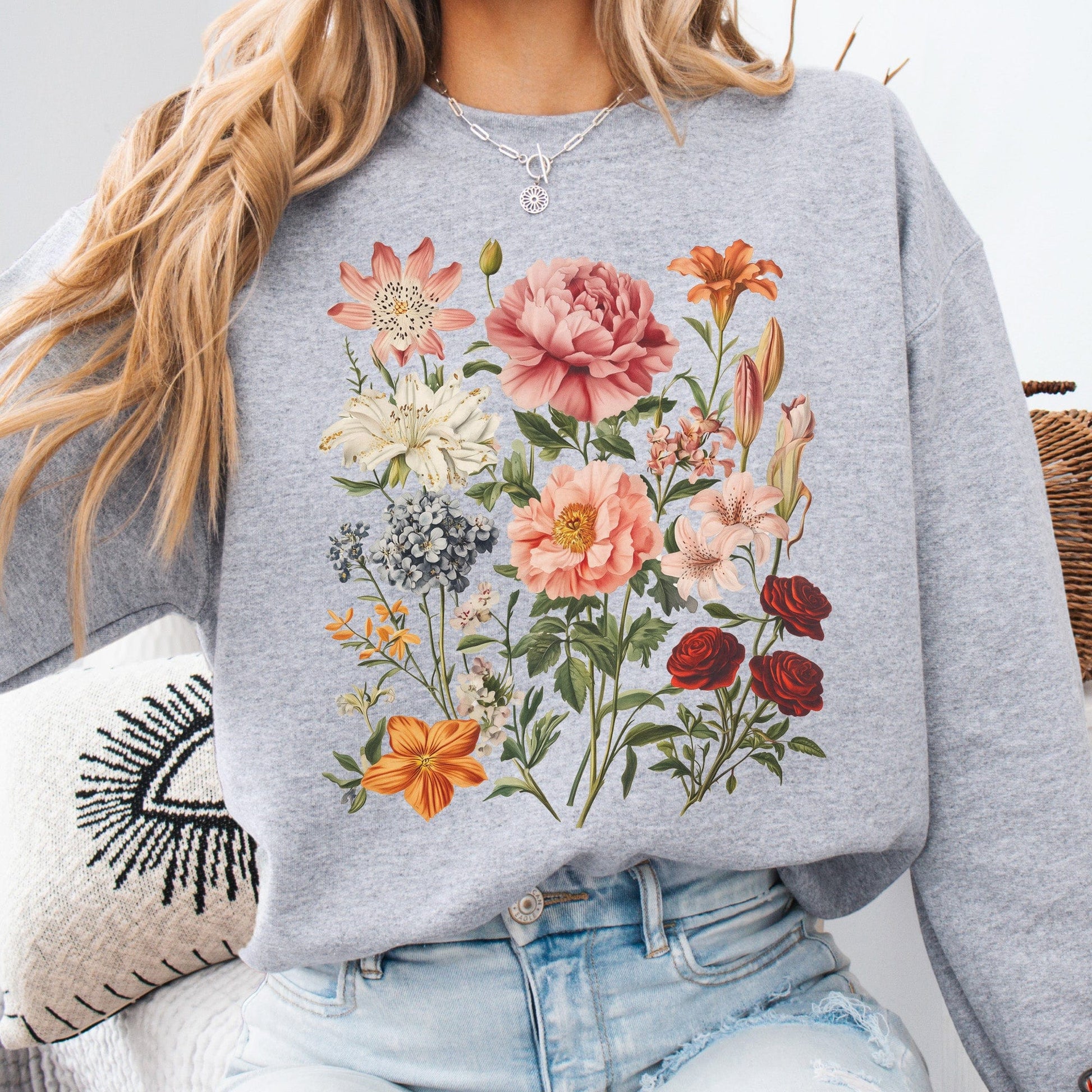 Sweatshirt Sport Grey / S Mixed Floral Sweatshirt The Mystic Eden