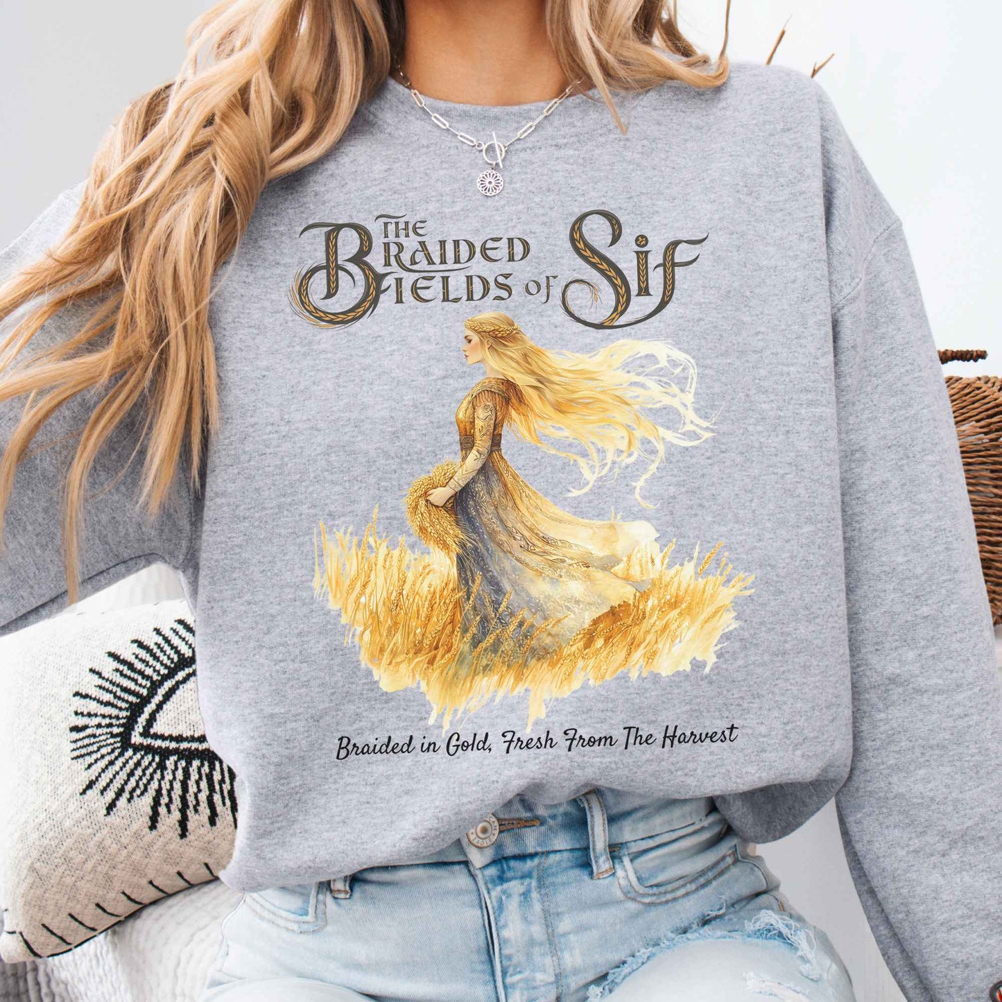 Sweatshirt Sport Grey / S The Braided Fields of Sif Norse Goddess Sweatshirt The Mystic Eden