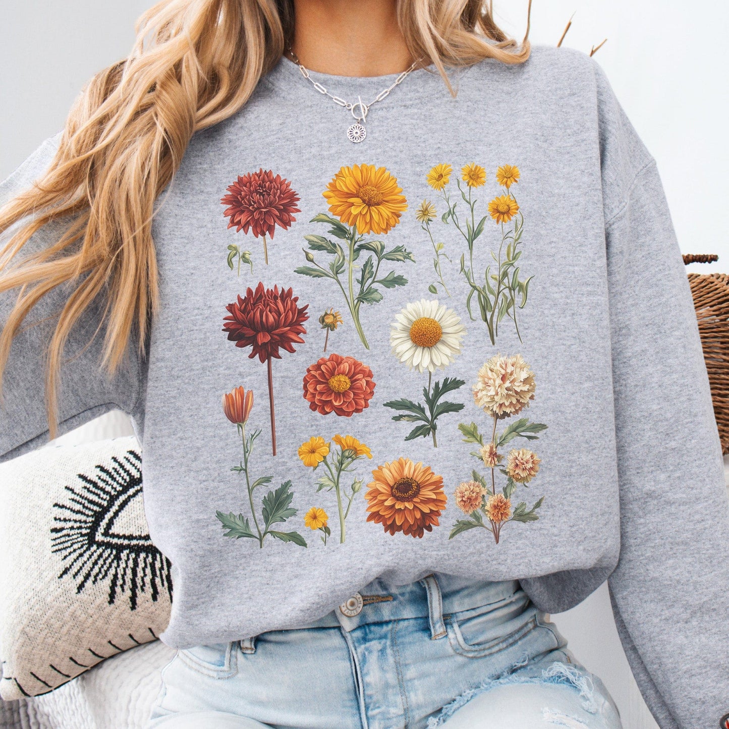 Sweatshirt Sport Grey / S Vintage Botanical Floral Sweatshirt The Mystic Eden