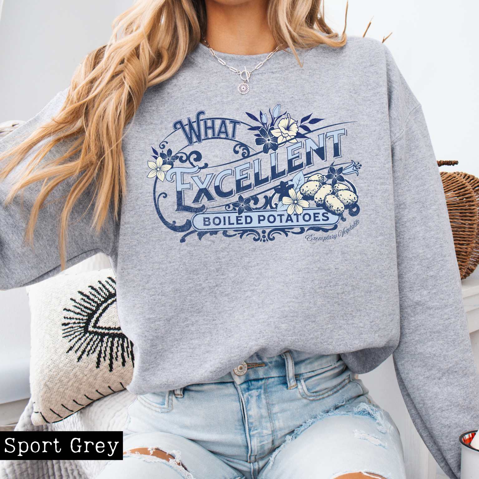 Sweatshirt Sport Grey / S What Excellent Boiled Potatoes Pride and Prejudice - Jane Austen Sweatshirt The Mystic Eden