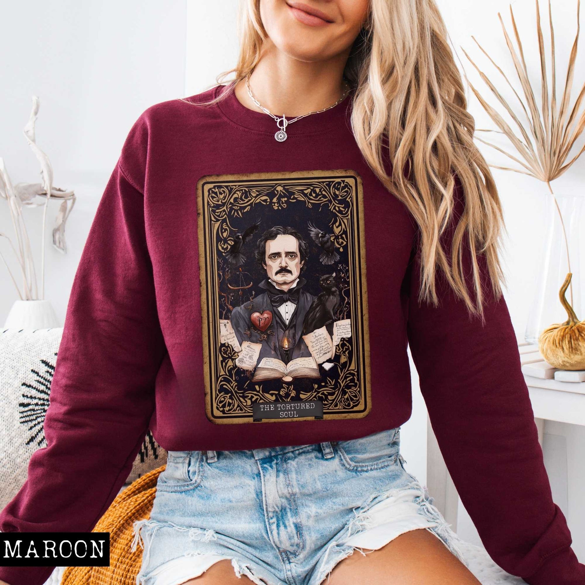 Sweatshirt The Tortured Soul Tarot Card Edgar Allan Poe Sweatshirt The Mystic Eden