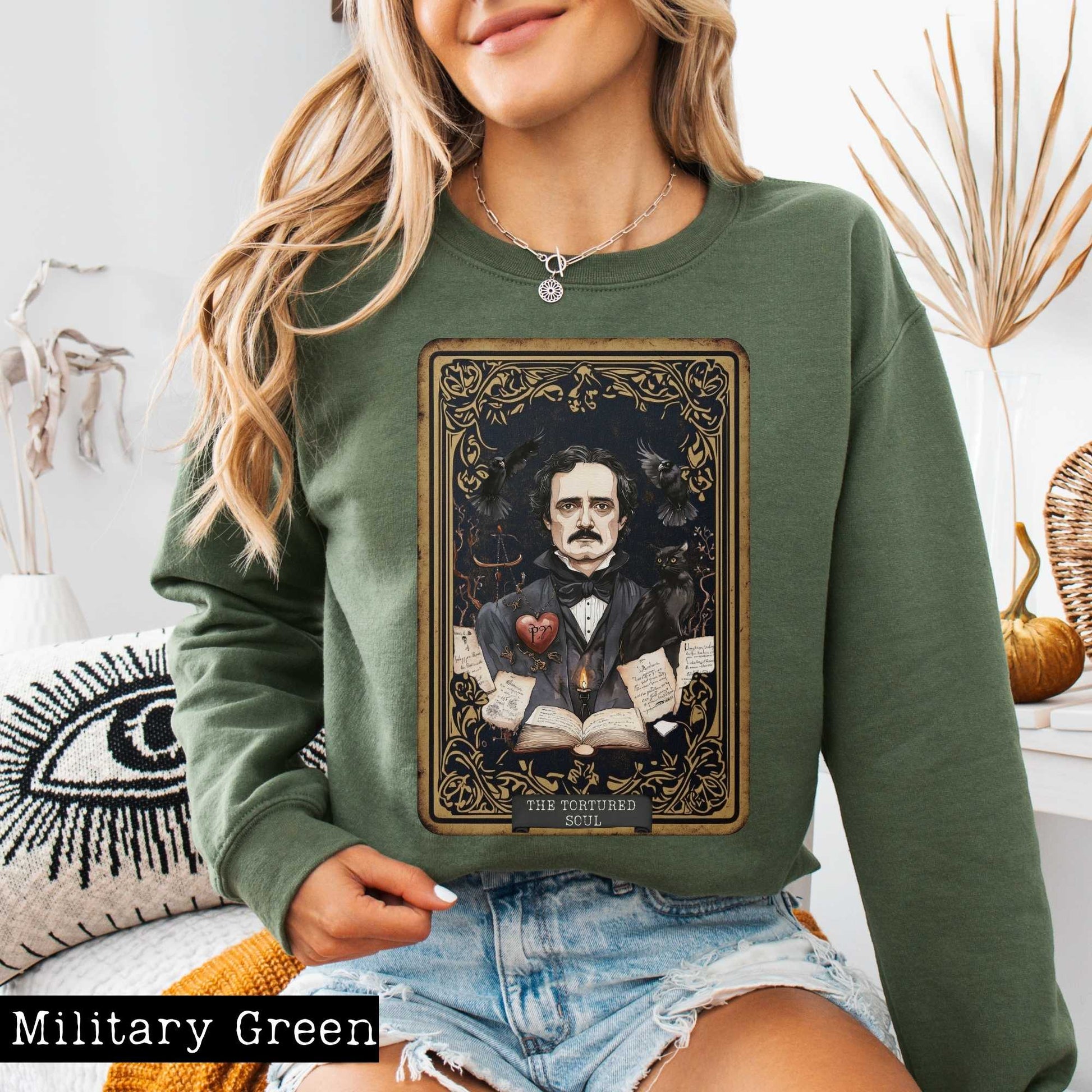 Sweatshirt The Tortured Soul Tarot Card Edgar Allan Poe Sweatshirt The Mystic Eden