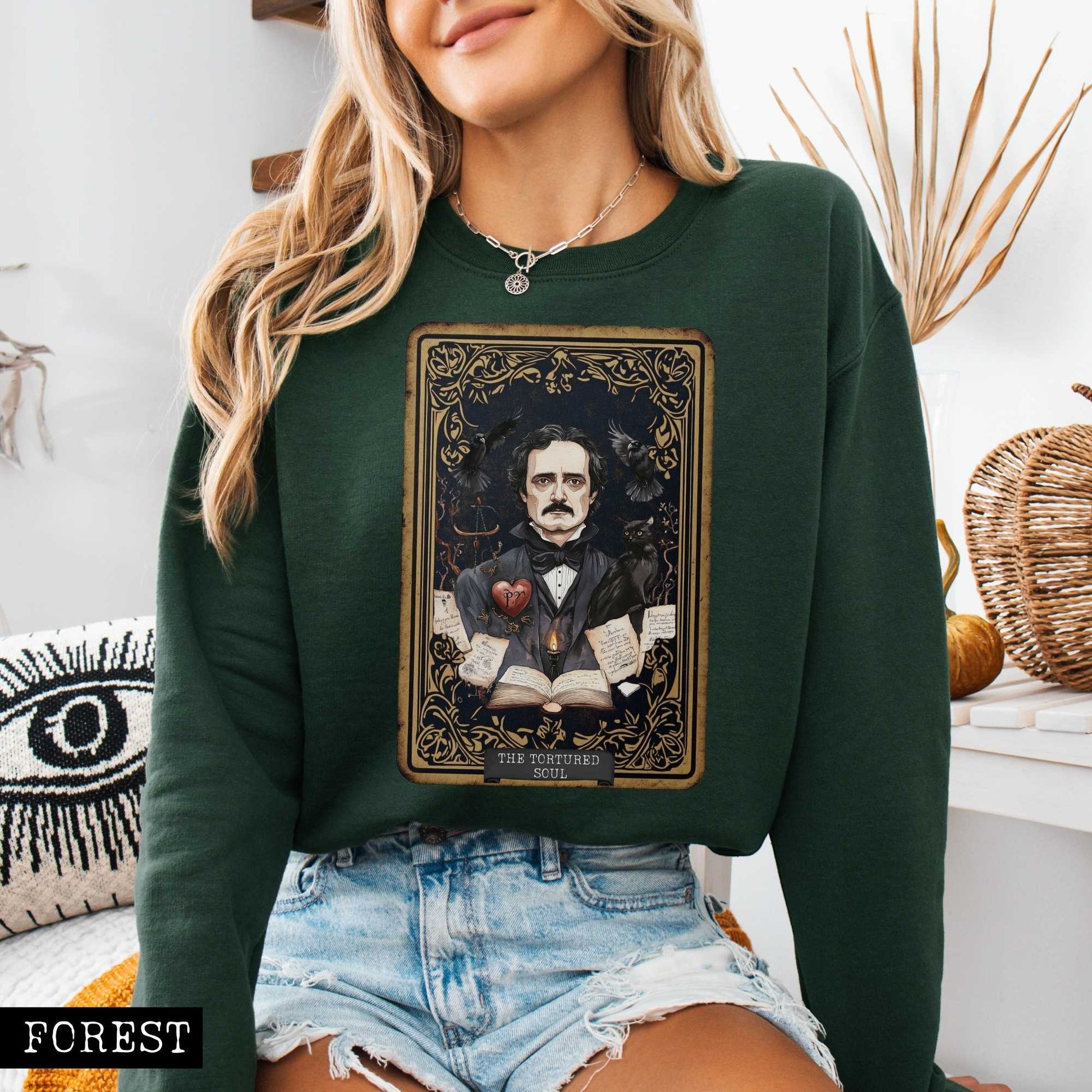 Sweatshirt The Tortured Soul Tarot Card Edgar Allan Poe Sweatshirt The Mystic Eden